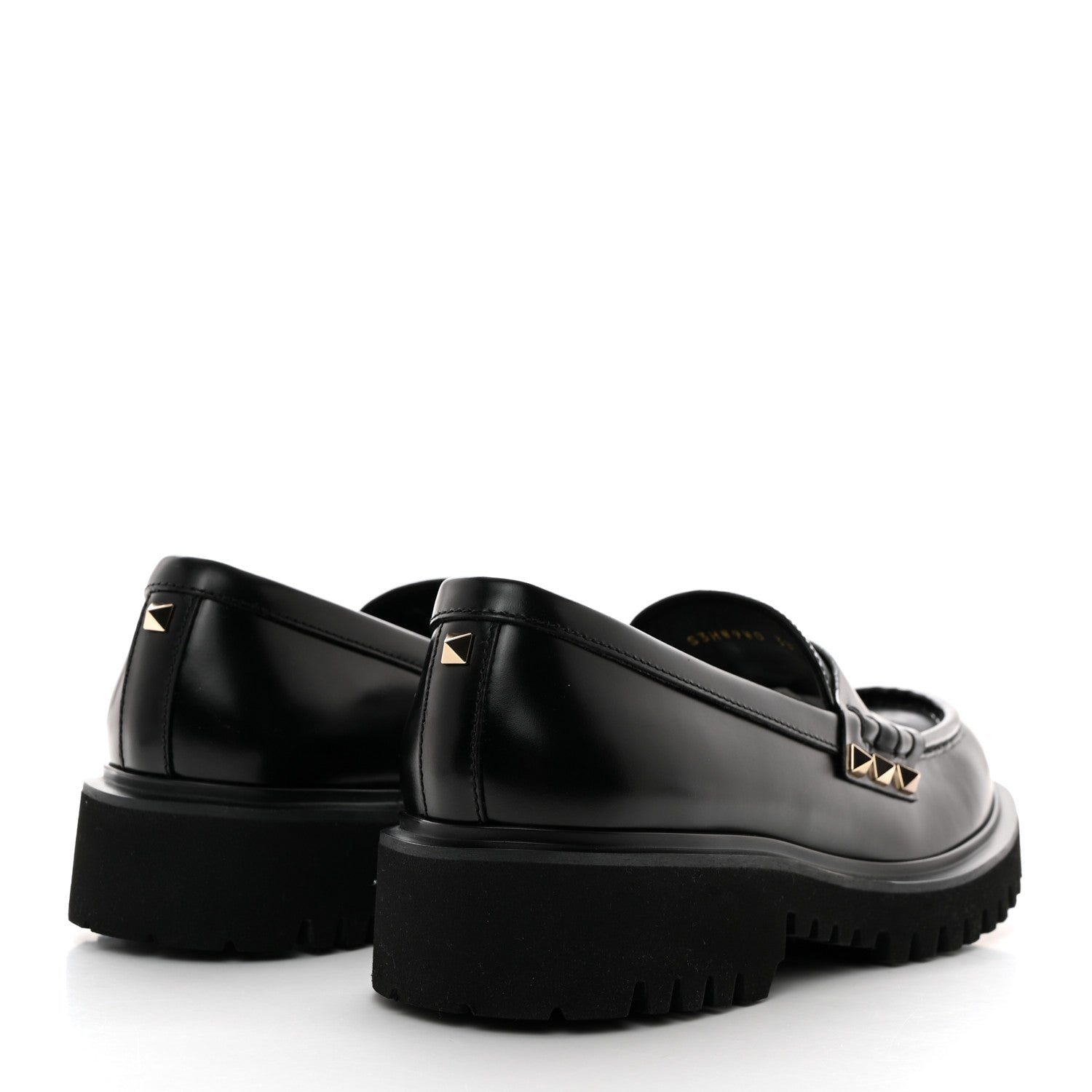Valentino Garavani Calfskin Rockstud Loafers 38.5 Black 4 of 9