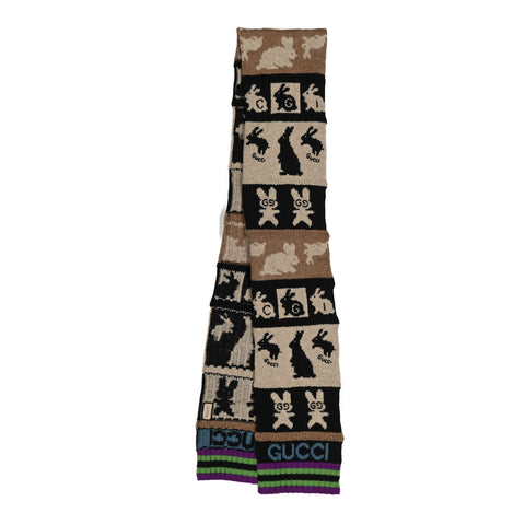 Wool Knit GG Year Of The Rabbit Scarf Multicolor