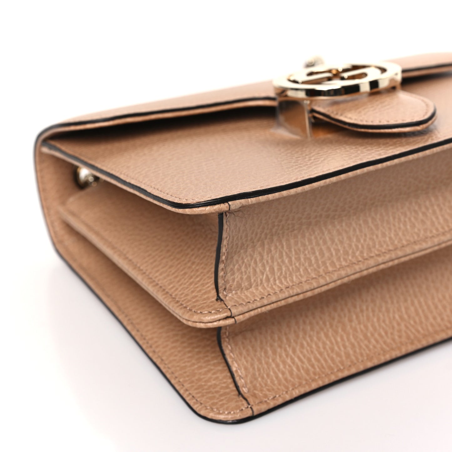 Dollar Calfskin Small Interlocking G Shoulder Bag Camelia