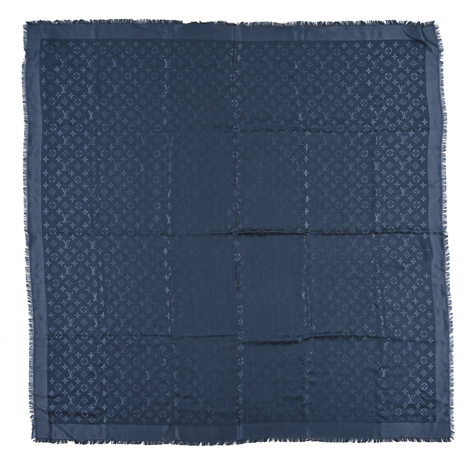 Louis Vuitton Silk Wool Monogram Denim Shawl Blue 1 of 3