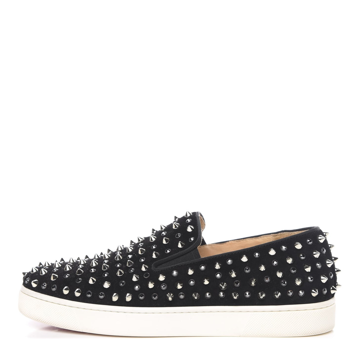 Velvet Spikes Womens Roller Boat Flat 38 Black