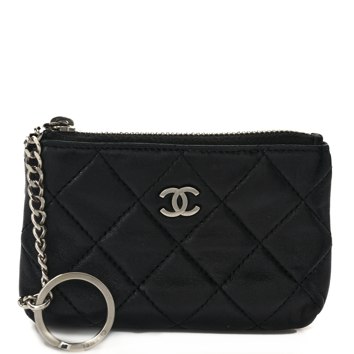Chanel Lambskin Quilted Key Holder Case Black 1 of 8