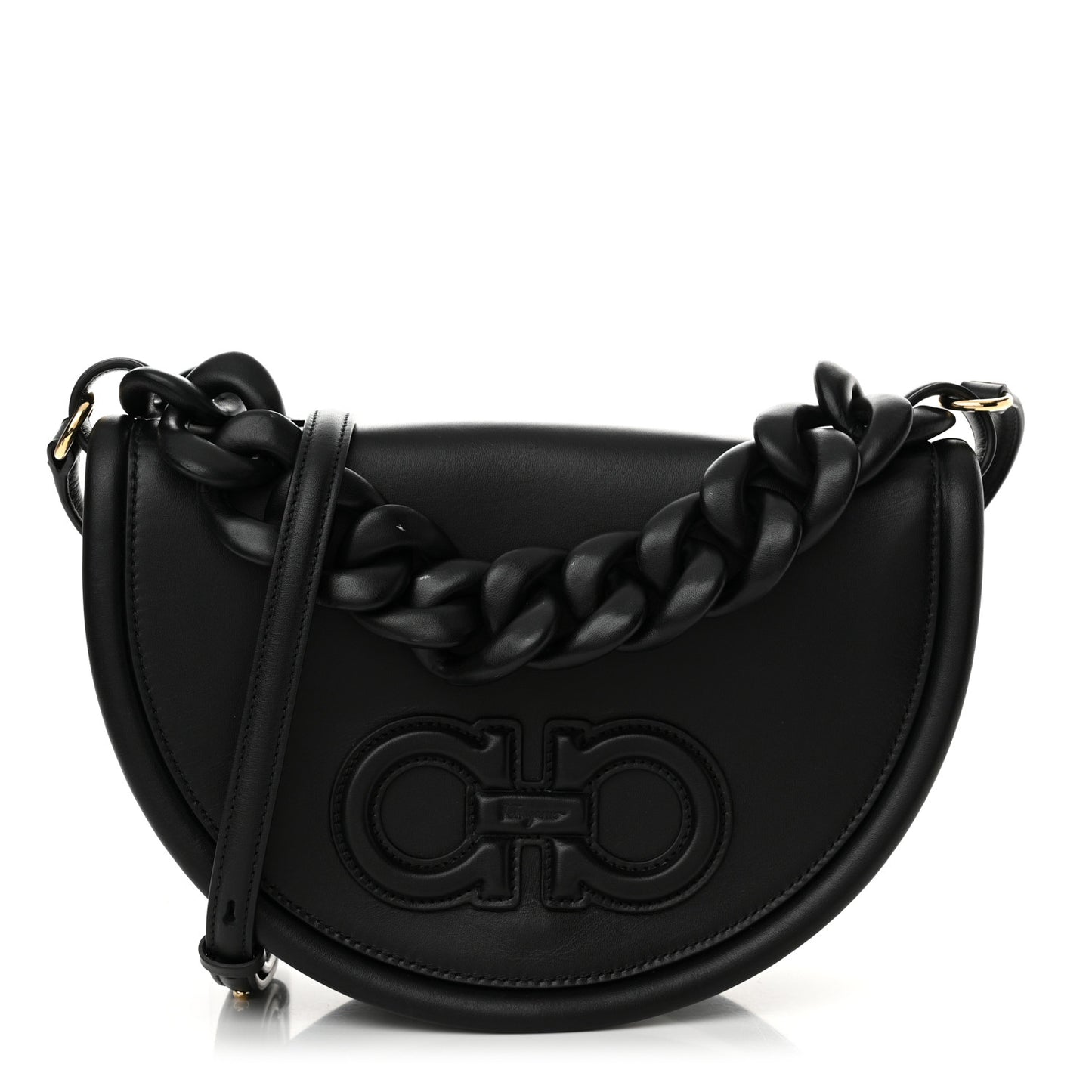 Calfskin Aura Shoulder Bag Black