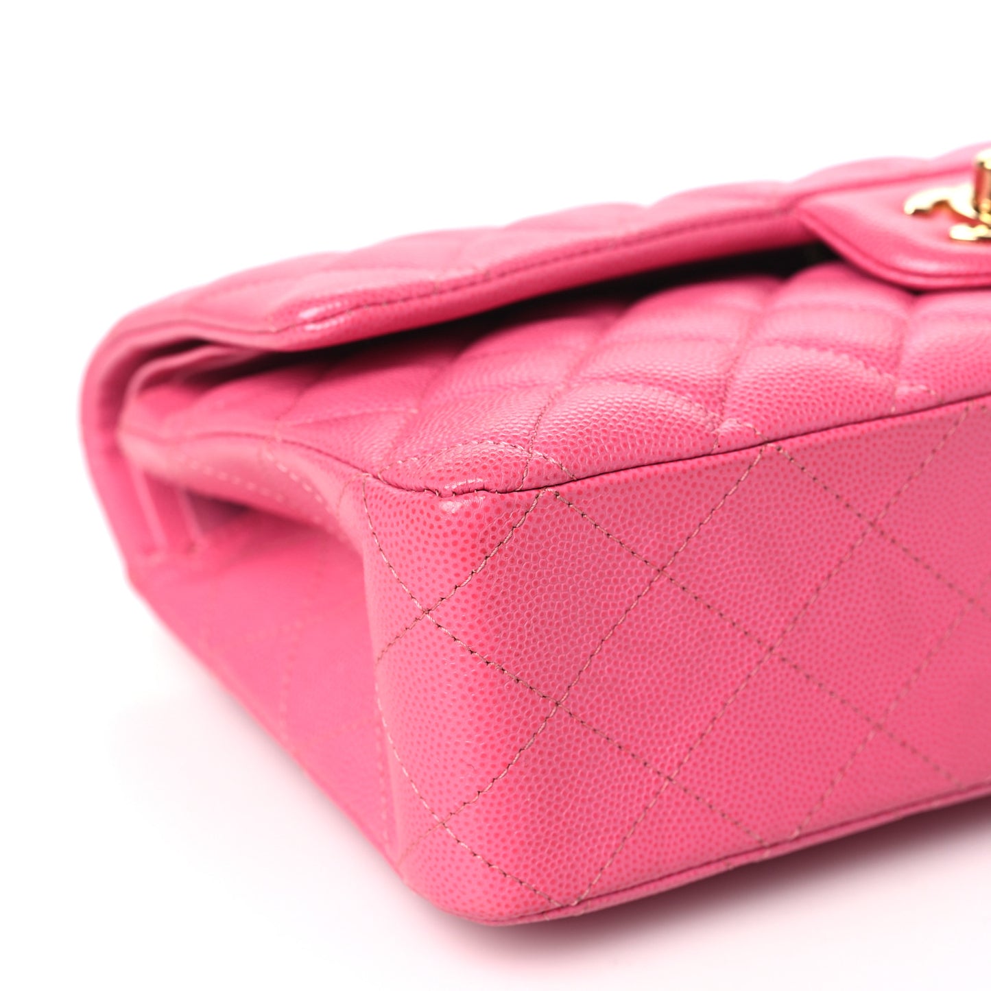 Caviar Quilted Medium Double Flap Pink