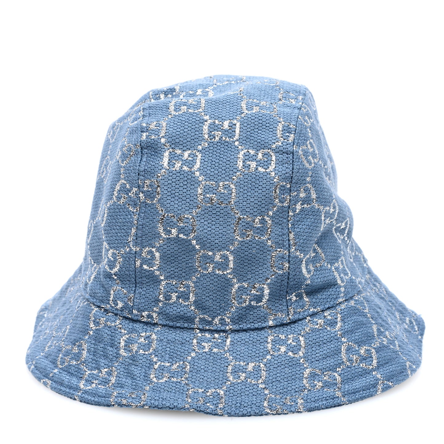 Canvas Lame GG Monogram Bucket Hat S Light Blue Silver