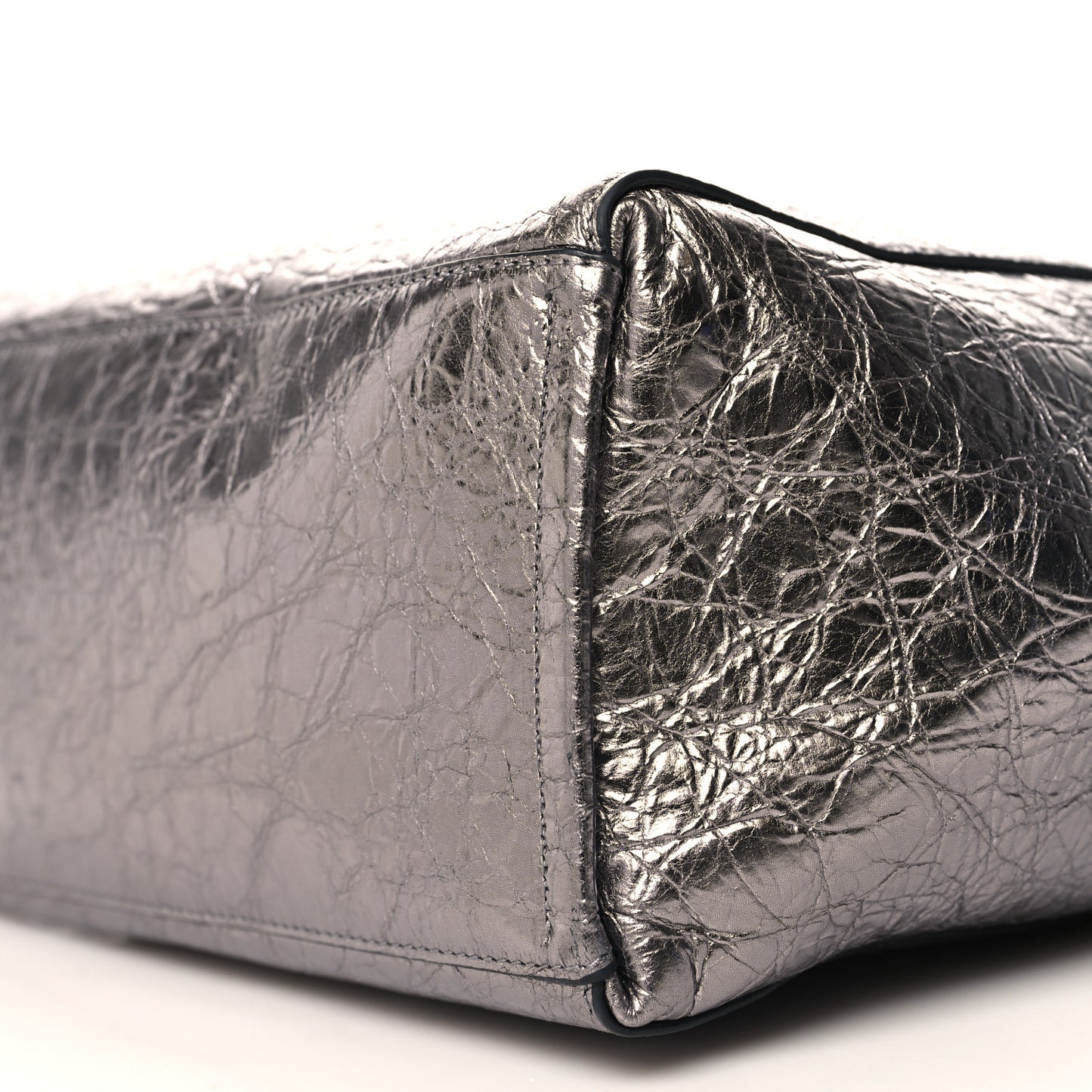 Metallic Calfskin Medium Voyou Bag Silver