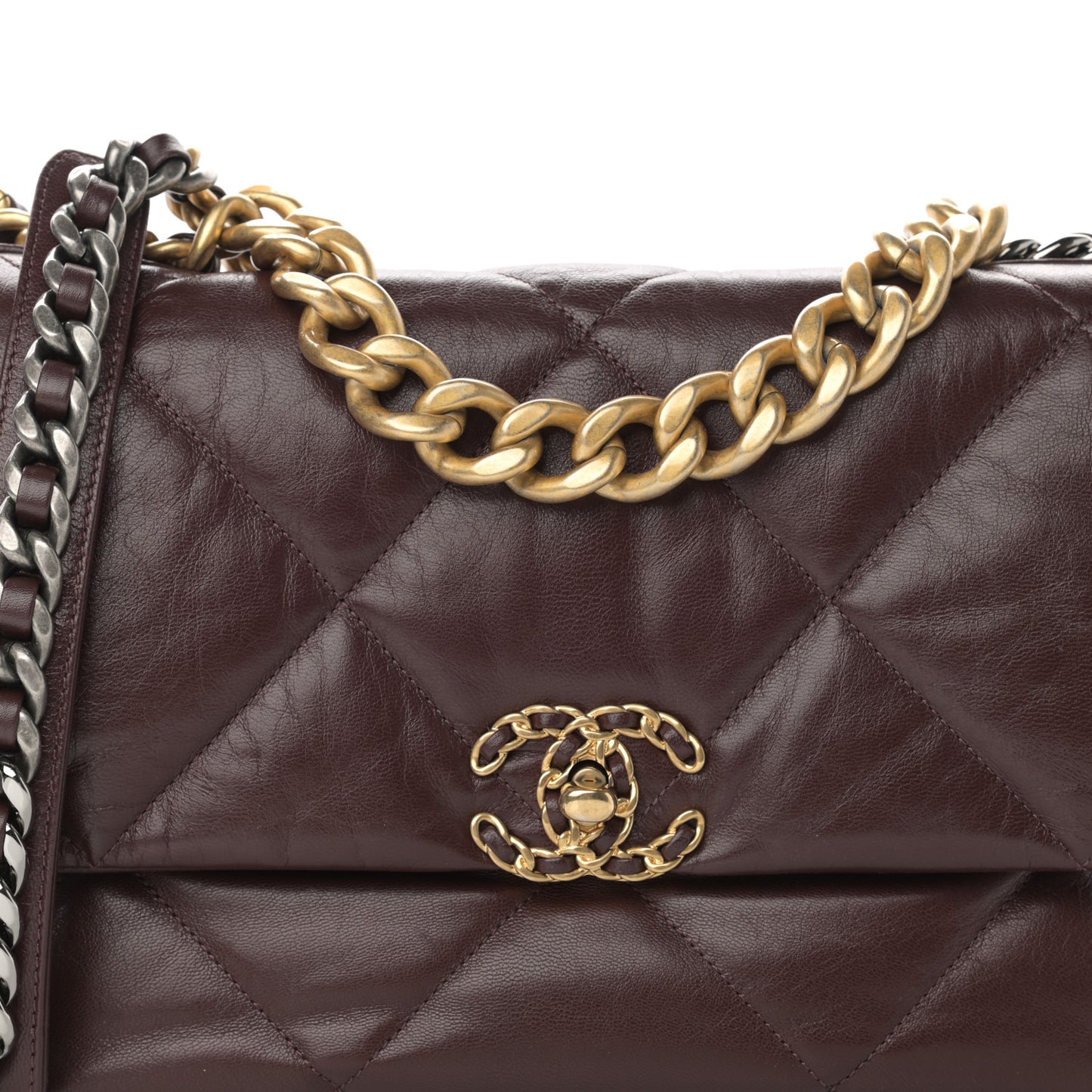 Lambskin Quilted Large Chanel 19 Flap Dark Brown