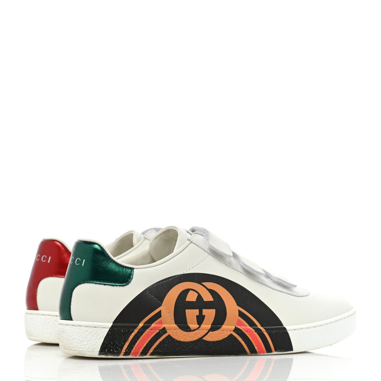 Miro Soft Calfskin Interlocking G Womens New Ace Sneakers 36 White Red Flame Green
