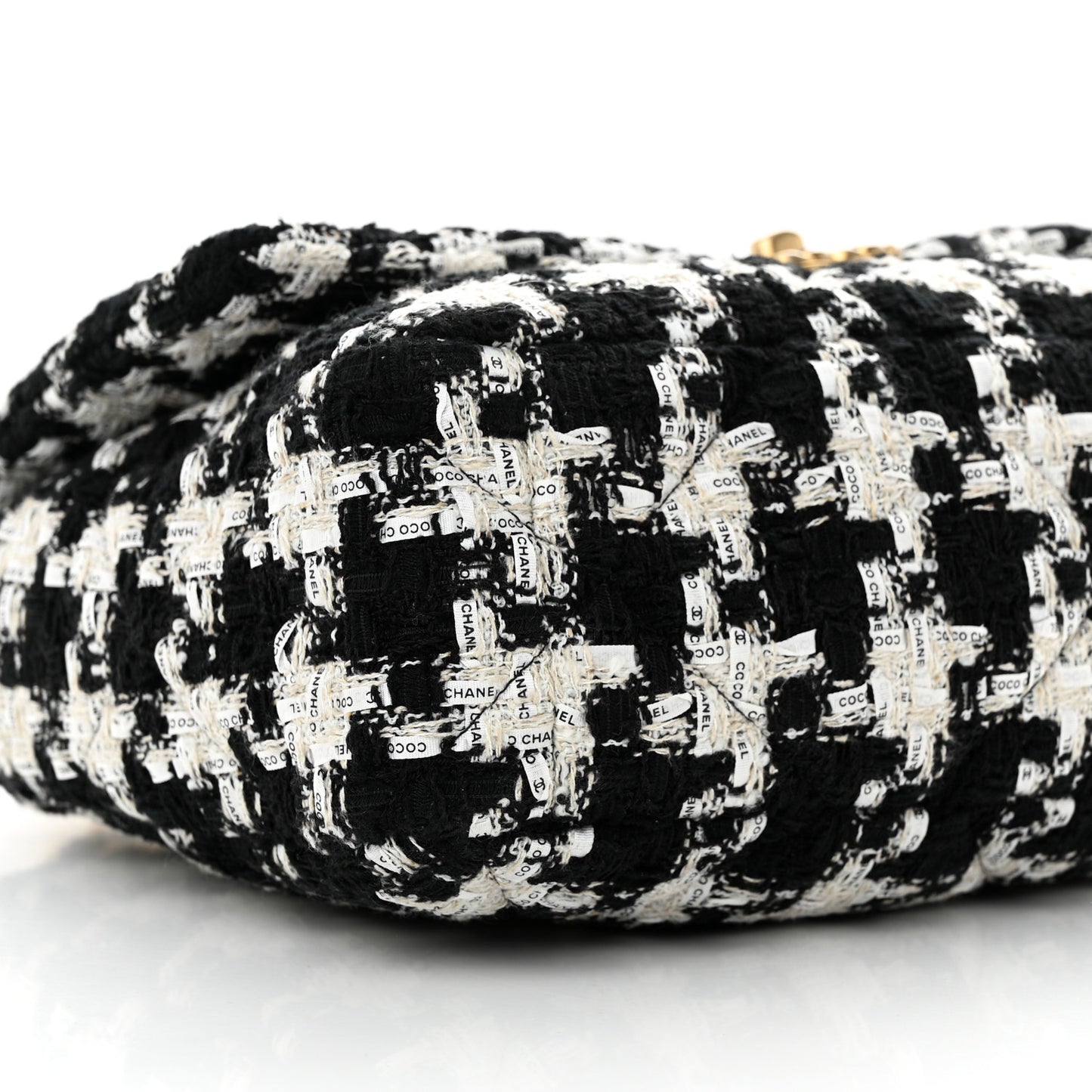 Tweed Quilted Large Chanel 19 Flap Black Ecru White