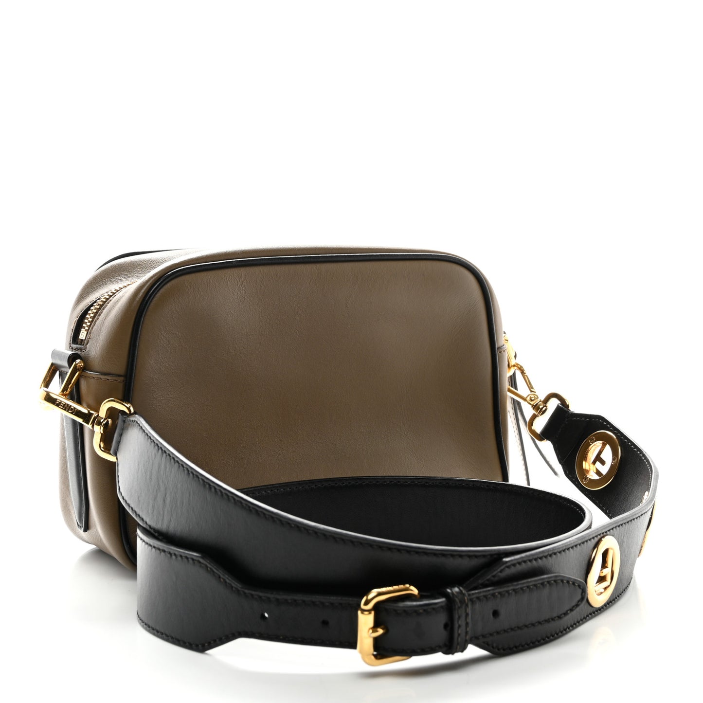 Vitello Century Velvet F is Fendi FF Multicolor Bi-Color Camera Case Fango Black Multicolor