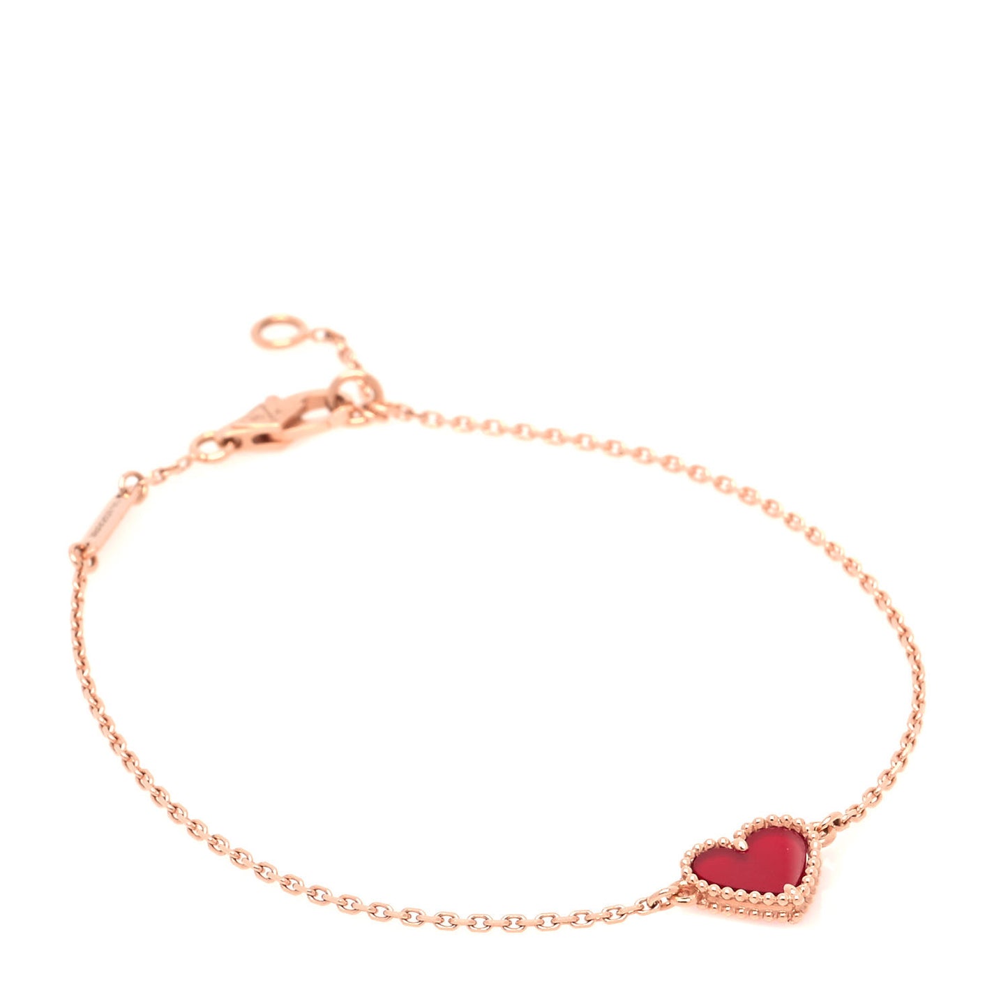 18K Rose Gold Carnelian Sweet Alhambra Heart Bracelet