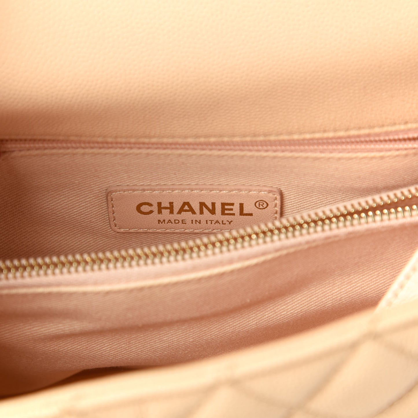 Caviar Quilted Small Coco Handle Flap Light Beige