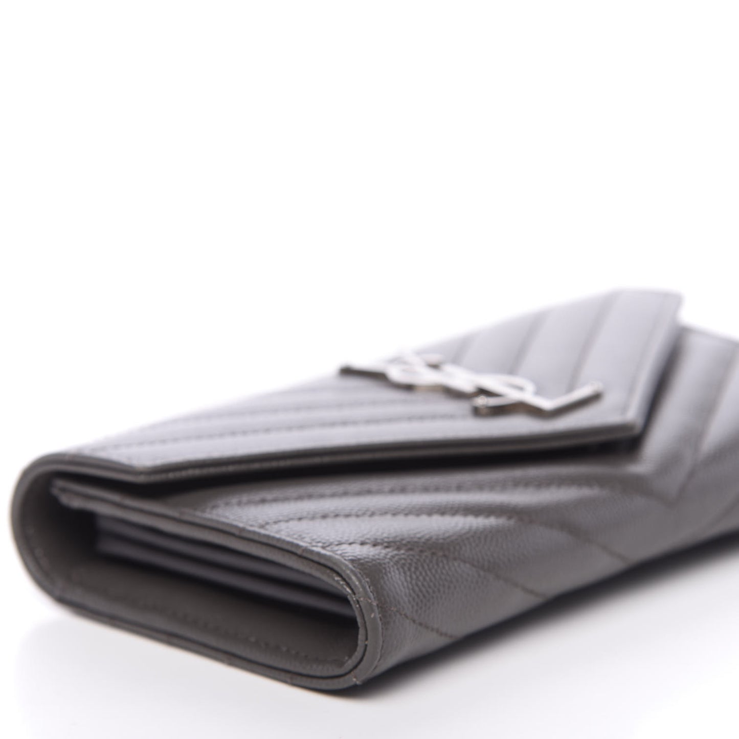 Grain De Poudre Matelasse Chevron Monogram Flap Wallet Coal
