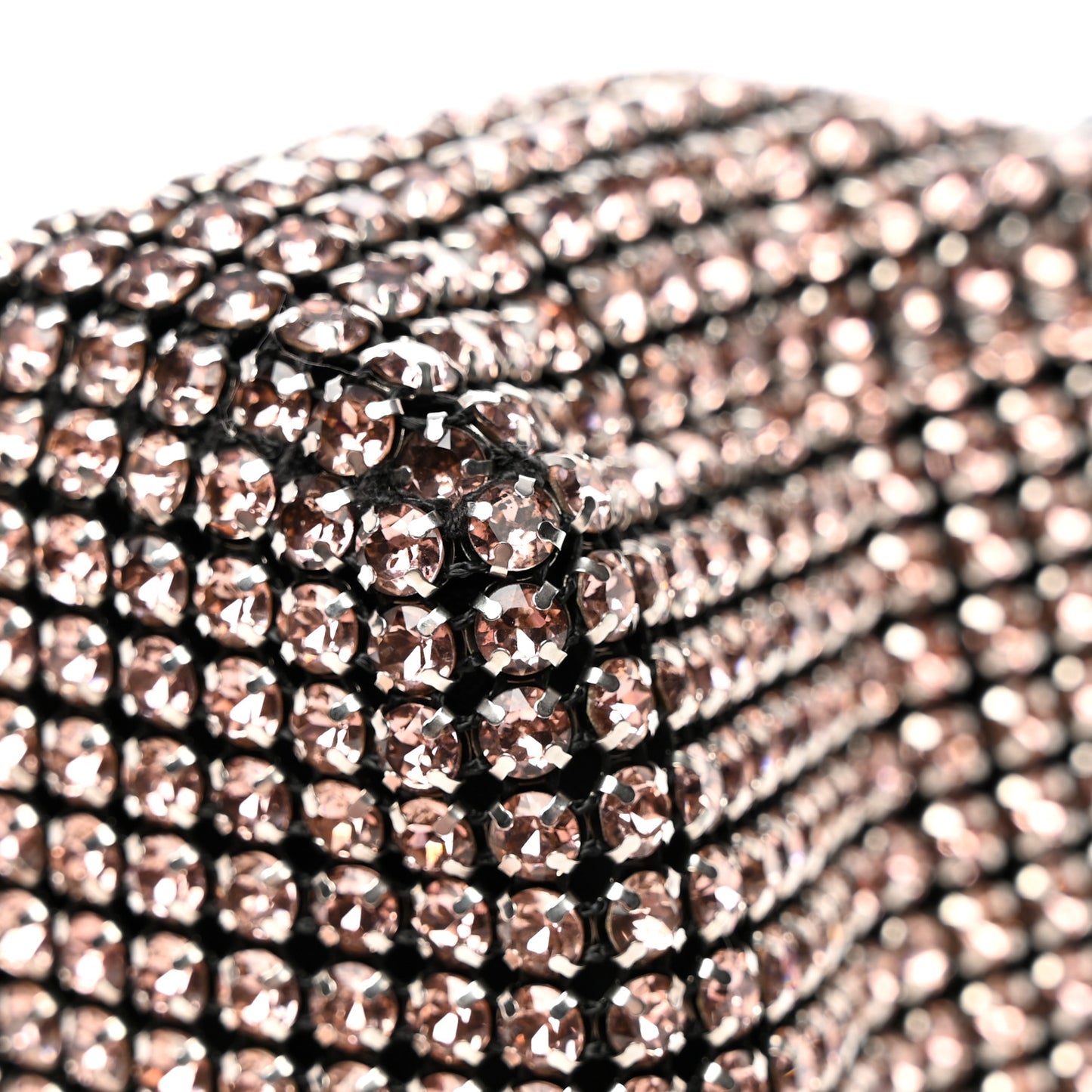 Mesh Crystal Rhinestone Mini Heiress Pouch Pink