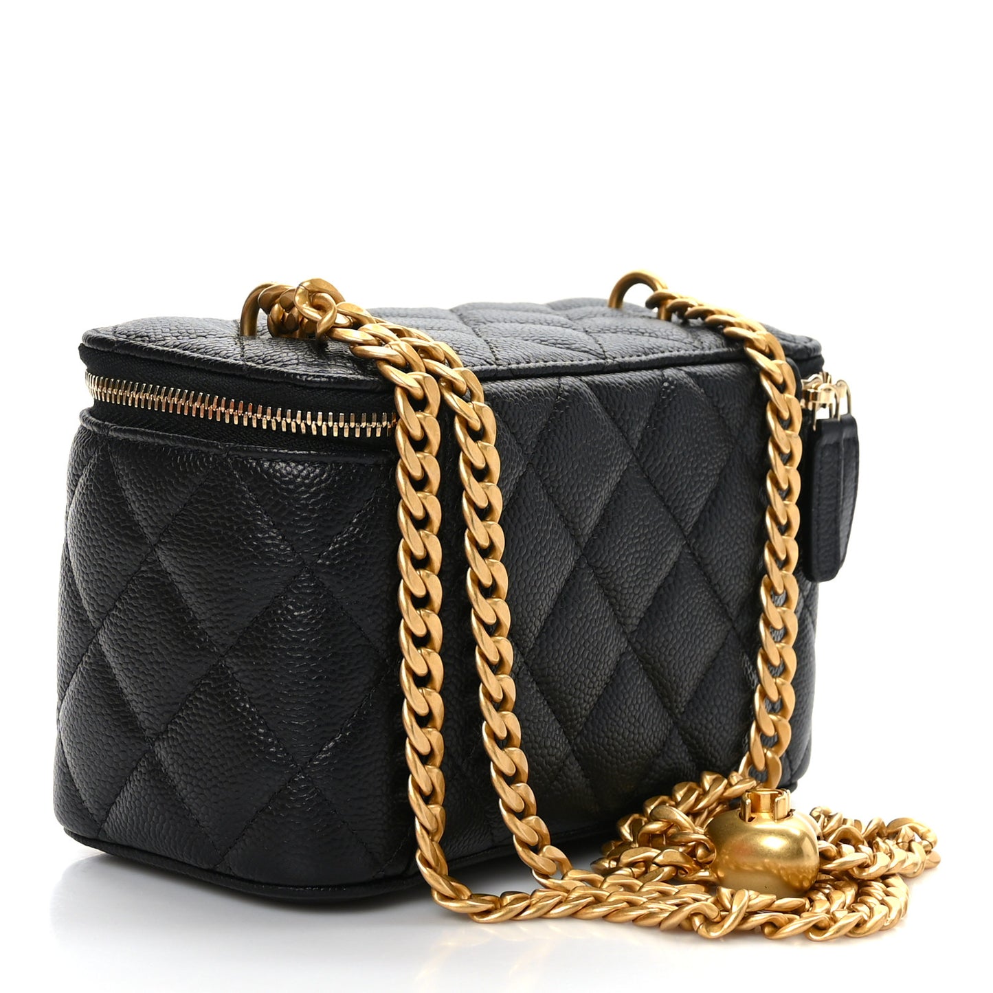 Caviar Quilted Sweetheart Vanity Case Black