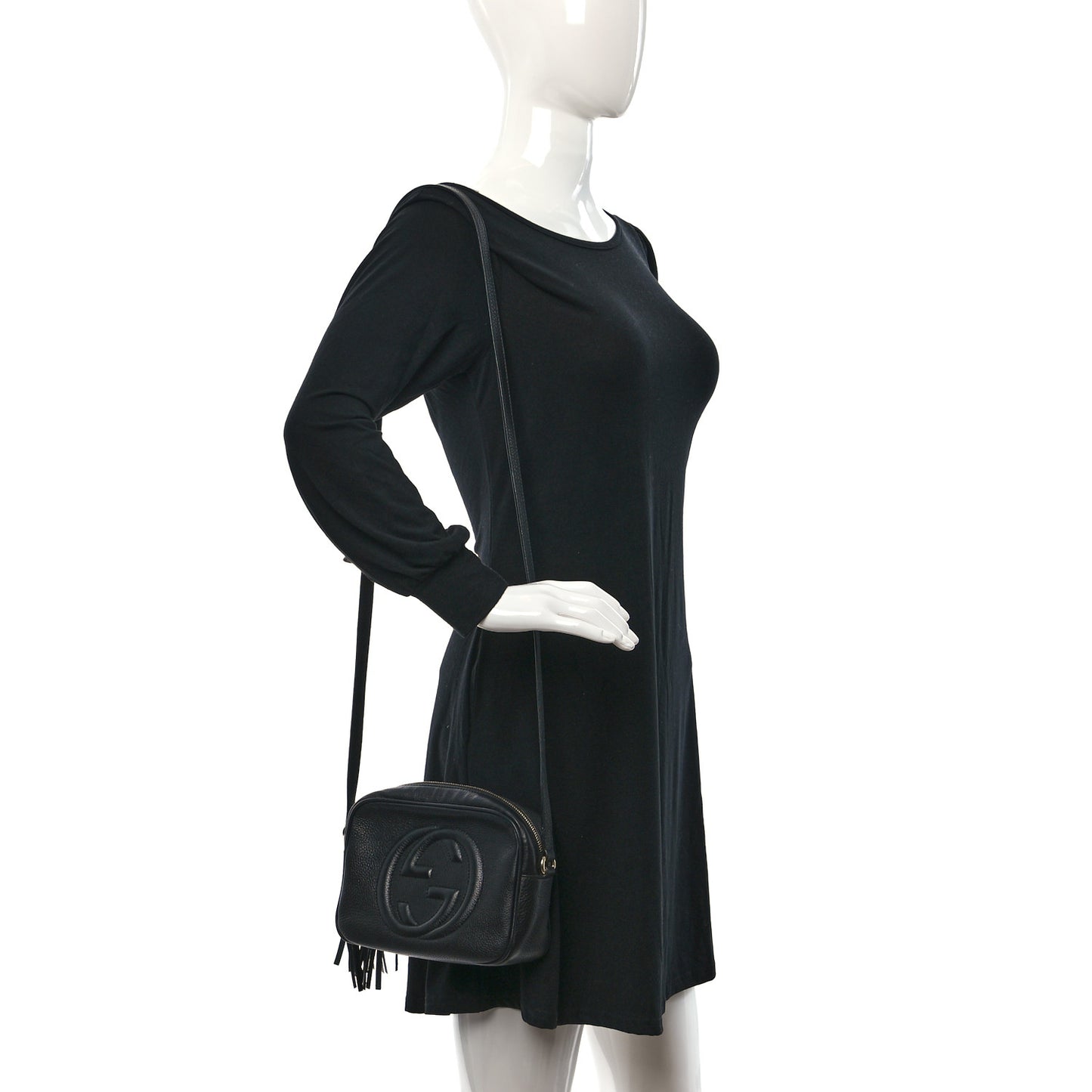 Pebbled Calfskin Small Soho Disco Bag Black