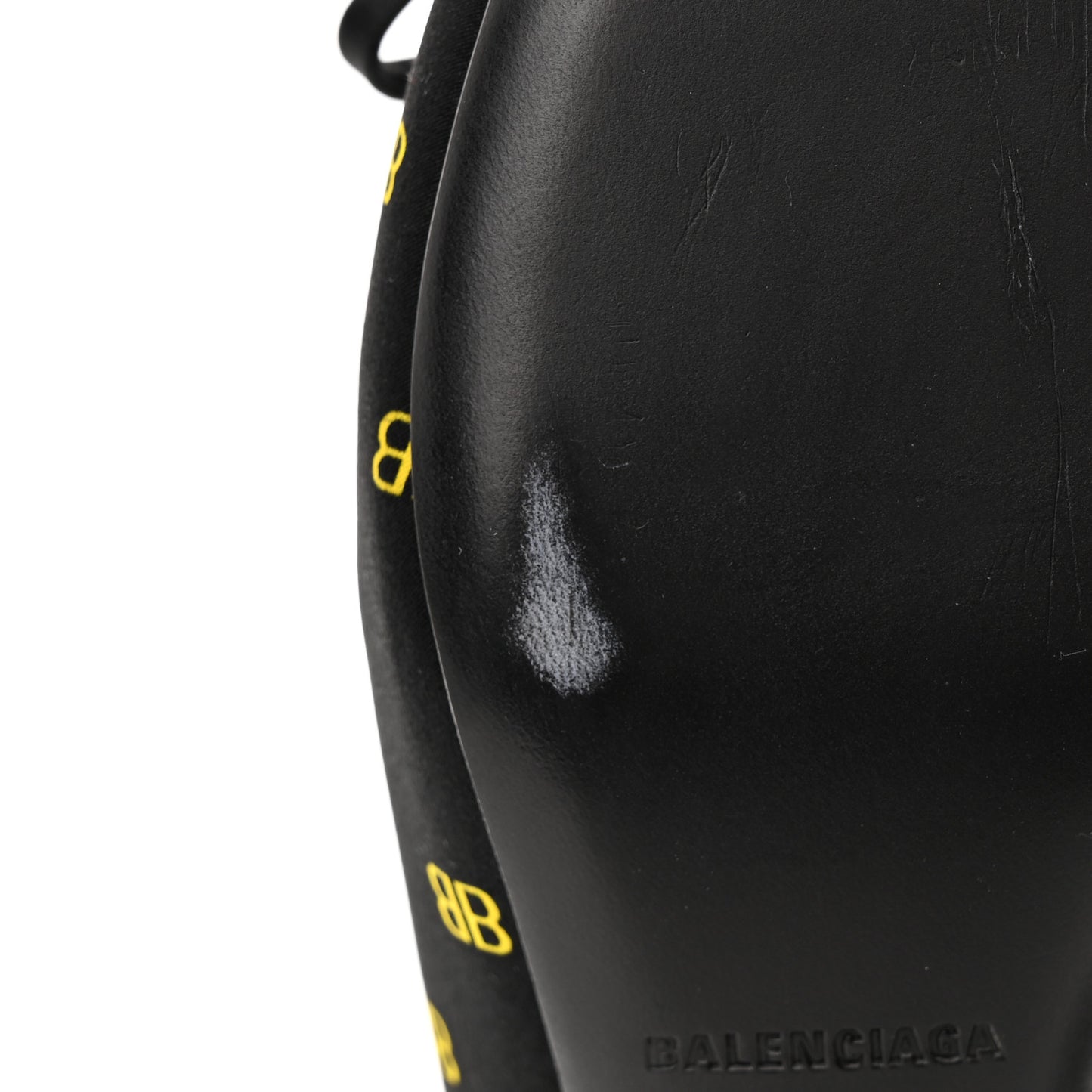 Crepe Satin BB Printed Pointy Toe Knife Flat 40mm Mules 36 Black Yellow Fluo