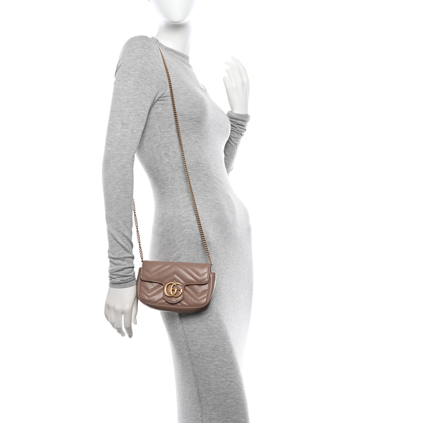 Calfskin Matelasse Super Mini GG Marmont Shoulder Bag Porcelain Rose
