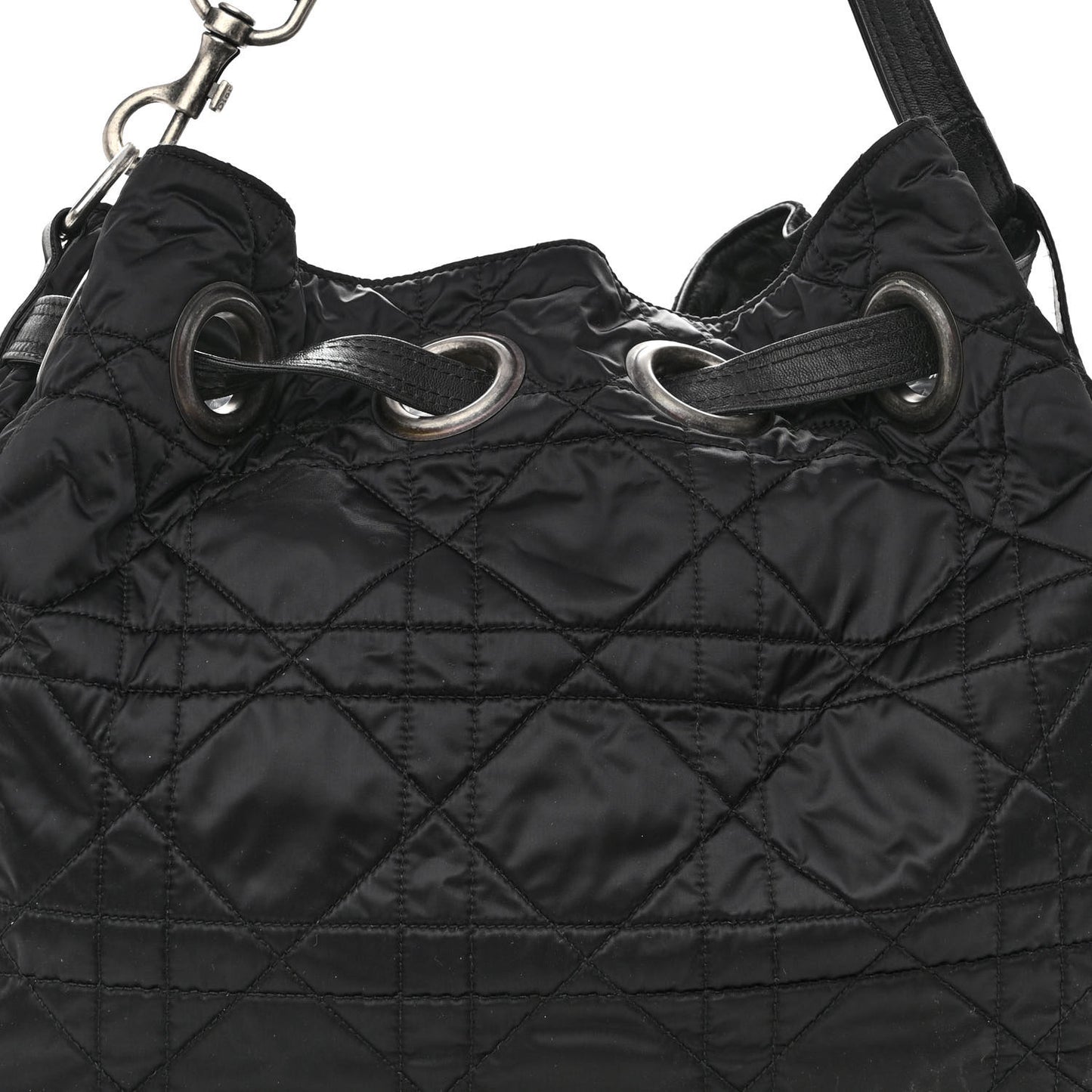Nylon Cannage Drawstring Bag Black