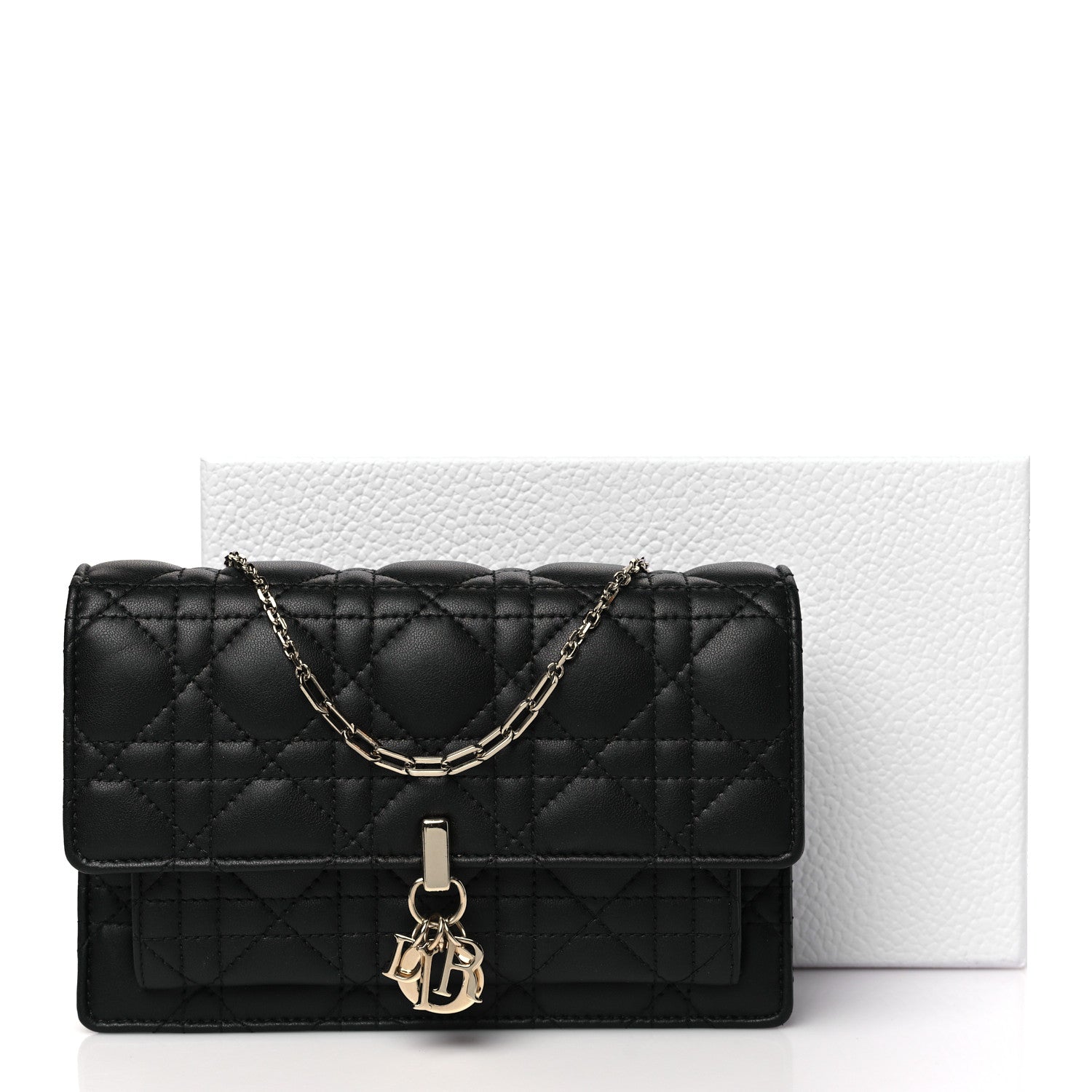Christian Dior Lambskin Cannage Lady Dior Chain Pouch Black 10 of 10