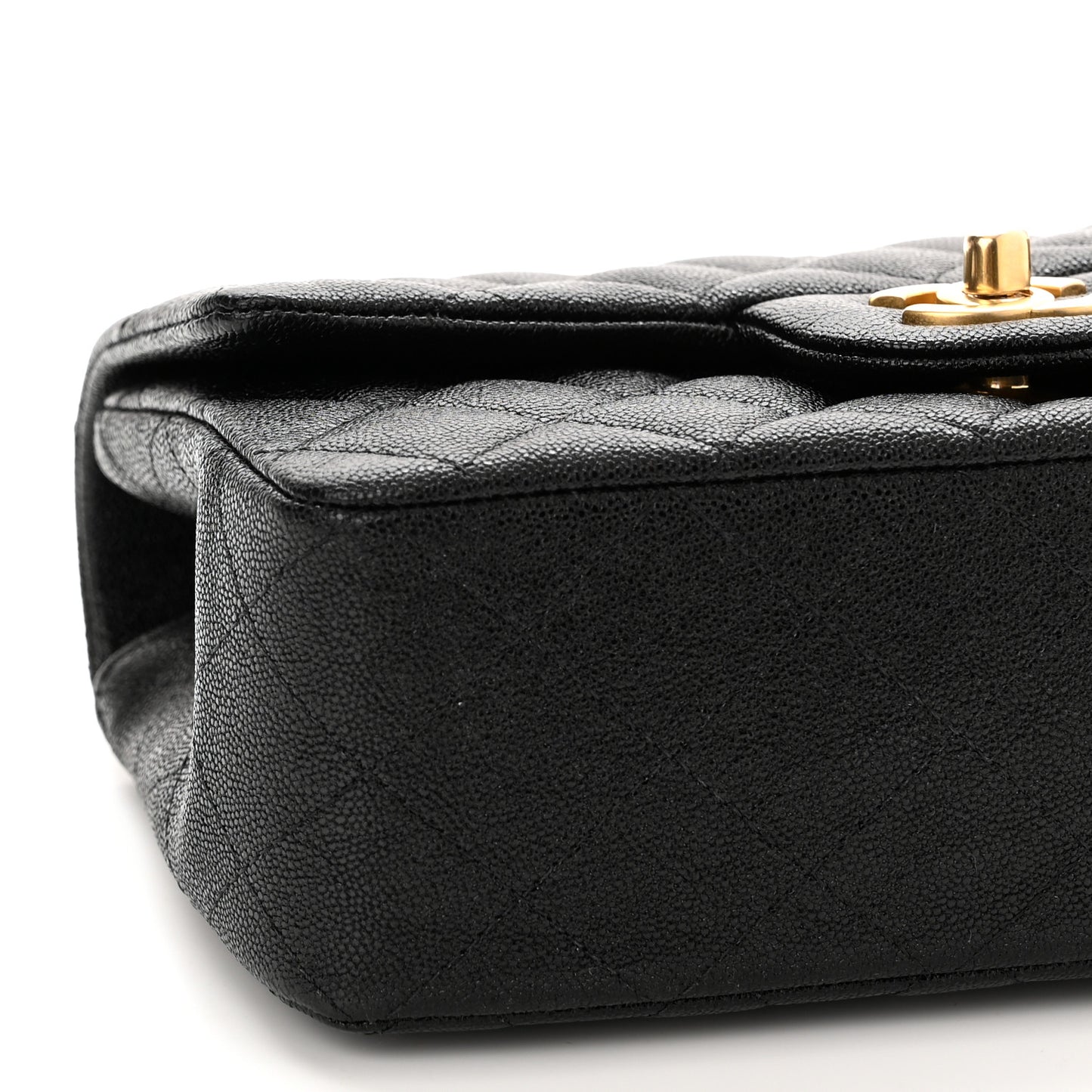 Caviar Quilted Mini Top Handle Rectangular Flap Black