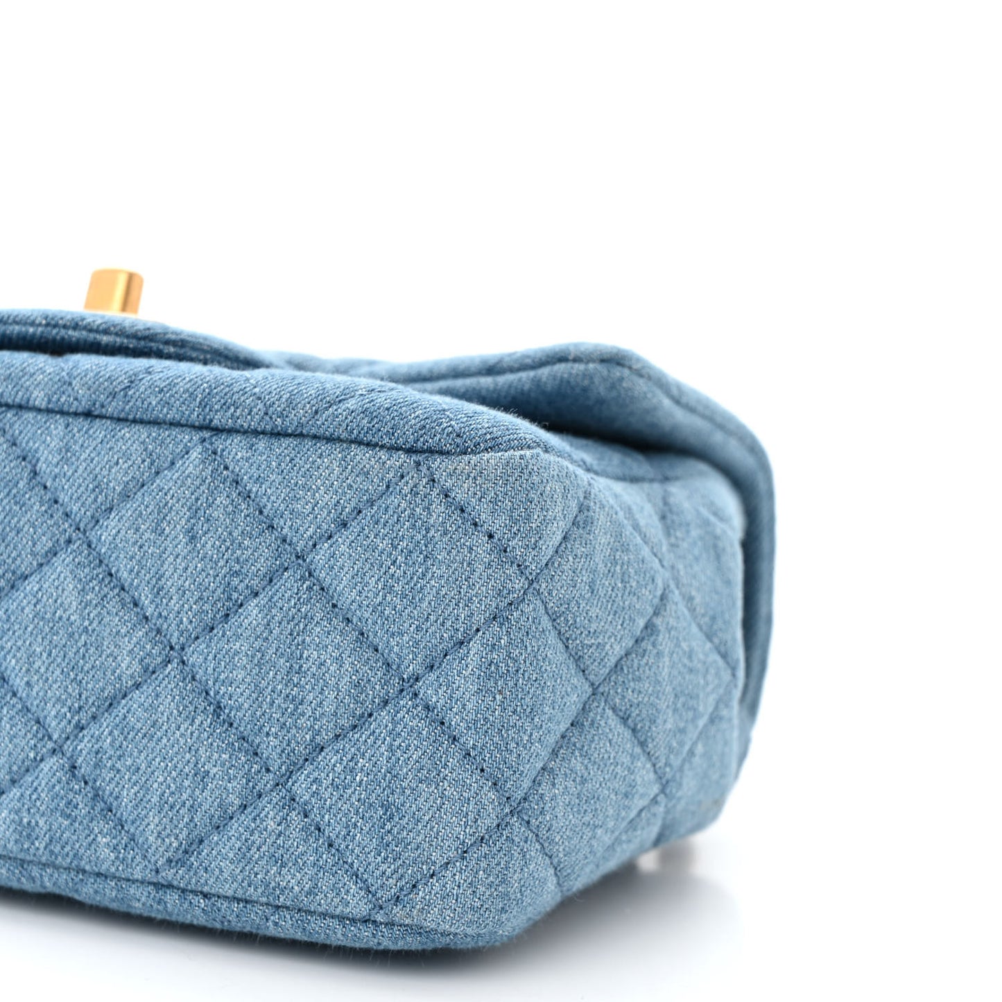 Denim Quilted Mini Pearl Crush Rectangular Flap Blue