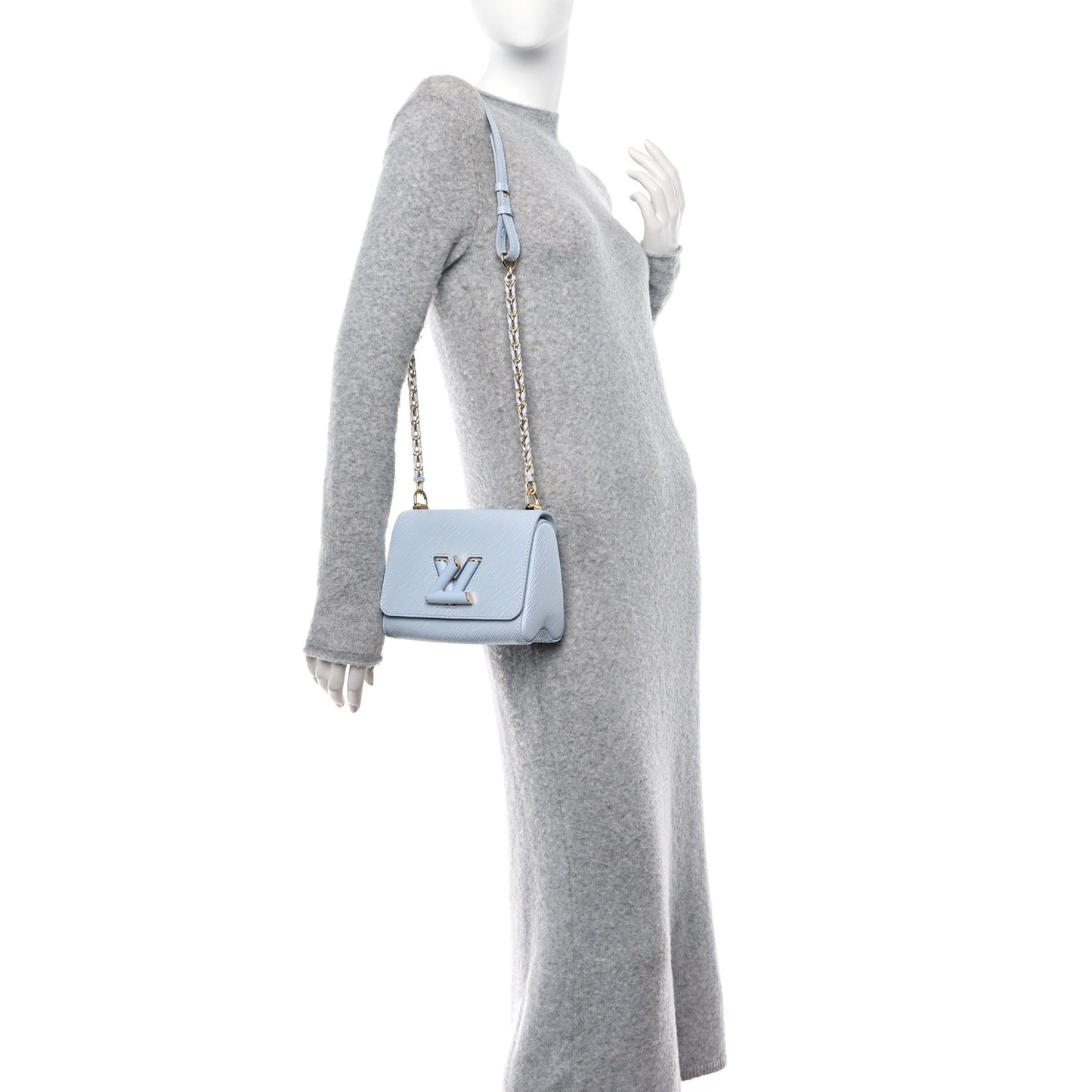 Epi Twist Shoulder Bag PM Bleu Celeste