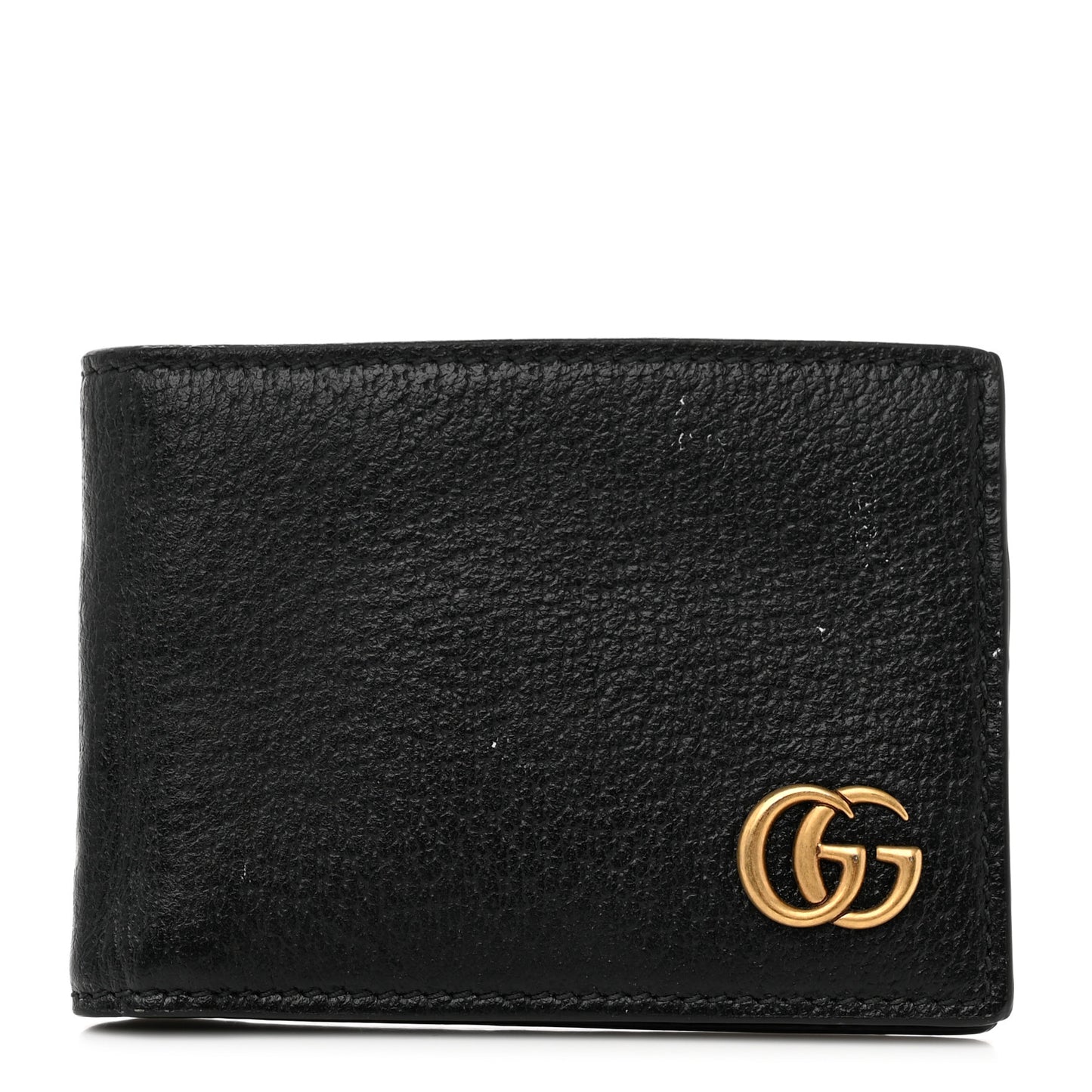 Calfskin Boar Effect GG Marmont Bi-Fold Wallet Black