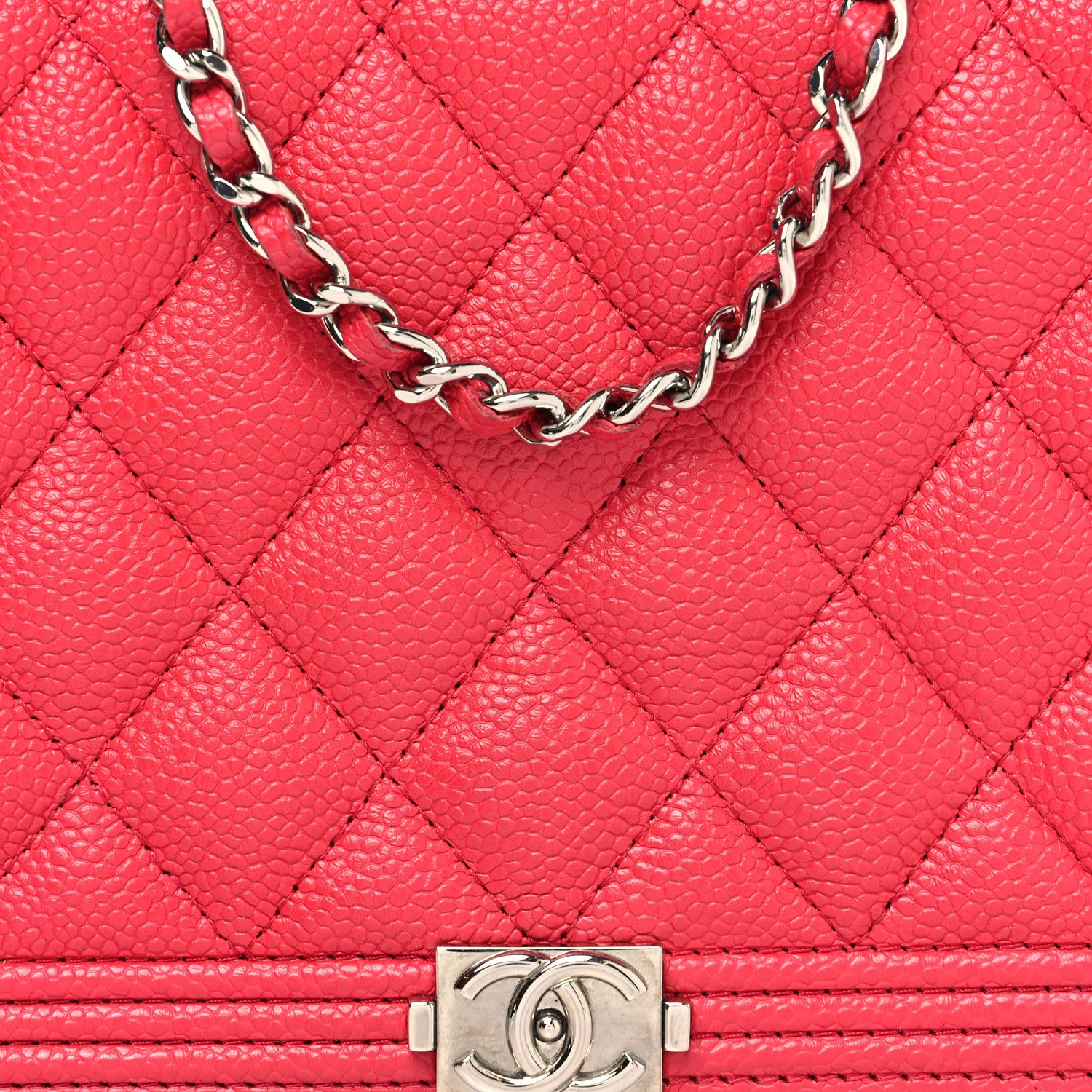 Chanel Caviar Quilted Boy Wallet On Chain WOC Fuchsia 9 of 14