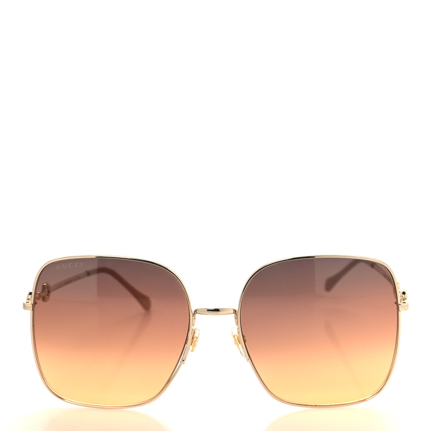 Metal Horsebit Square Sunglasses Gold