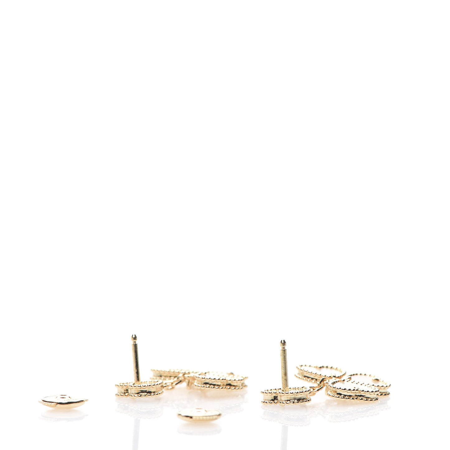 18K Yellow Gold Diamond Mother of Pearl Effeuillage Sweet Alhambra Heart Earrings