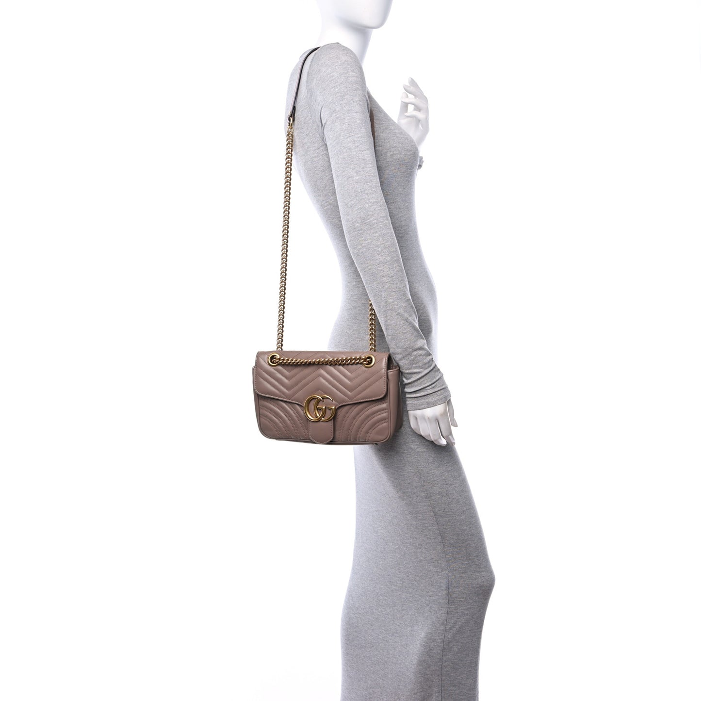 Calfskin Matelasse Small GG Marmont Shoulder Bag Porcelain Rose