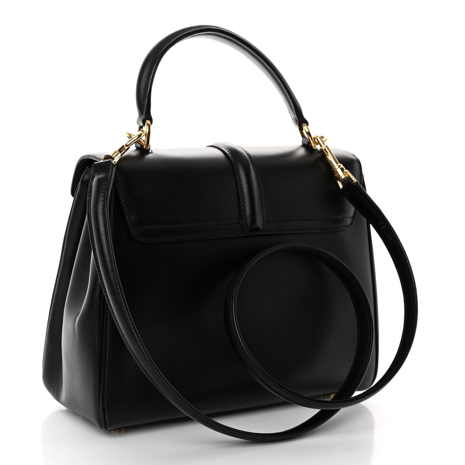 Celine Satinated Calfskin Small 16 Top Handle Bag Black 3 of 11