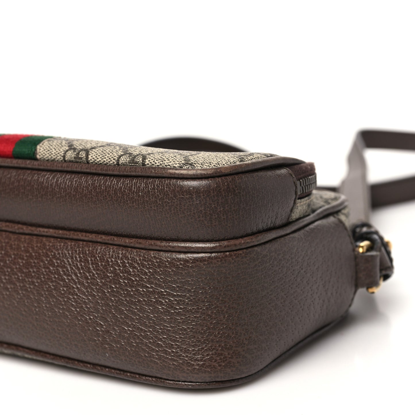GG Supreme Monogram Textured Dollar Calfskin Web Mini Ophidia Convertible Shoulder Bag Beige Ebony New Acero