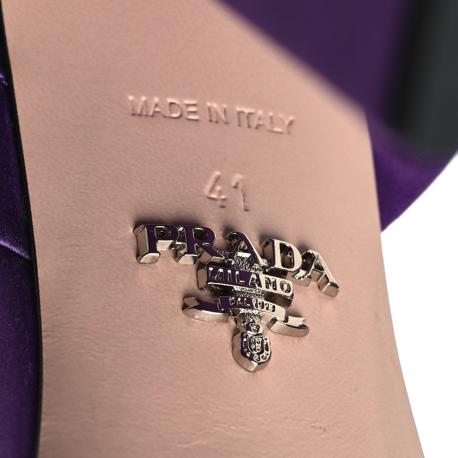 Prada Satin Metal Triangle Logo Ankle Strap 40/135mm Platform Sandals 41 Viola 6 of 7