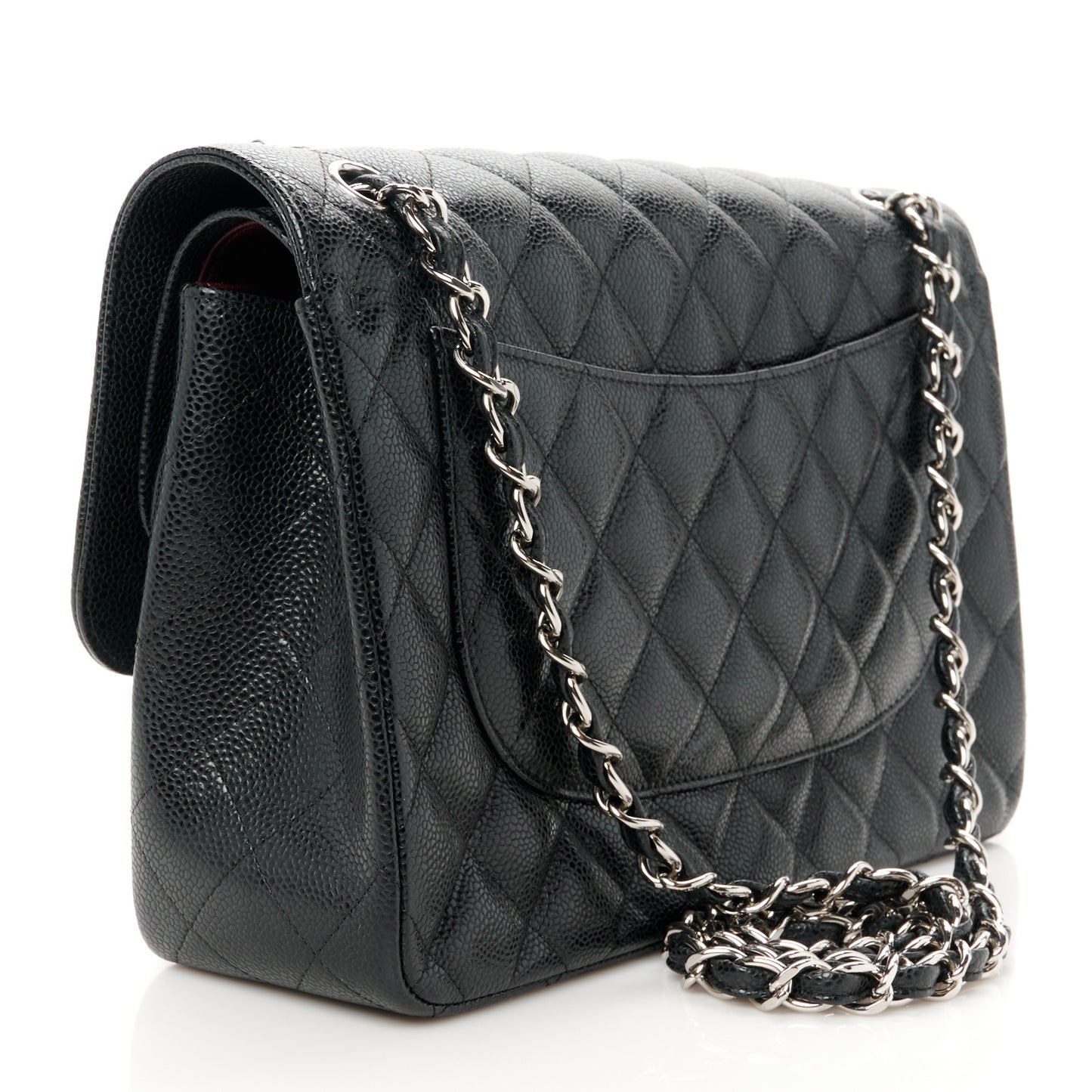 Caviar Quilted Jumbo Double Flap Black