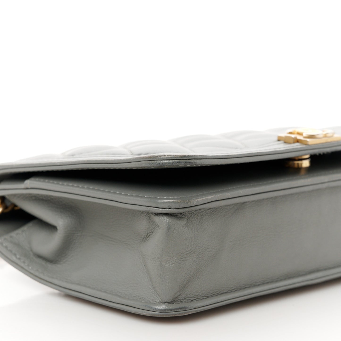 Lambskin Quilted Boy Wallet On Chain WOC Grey