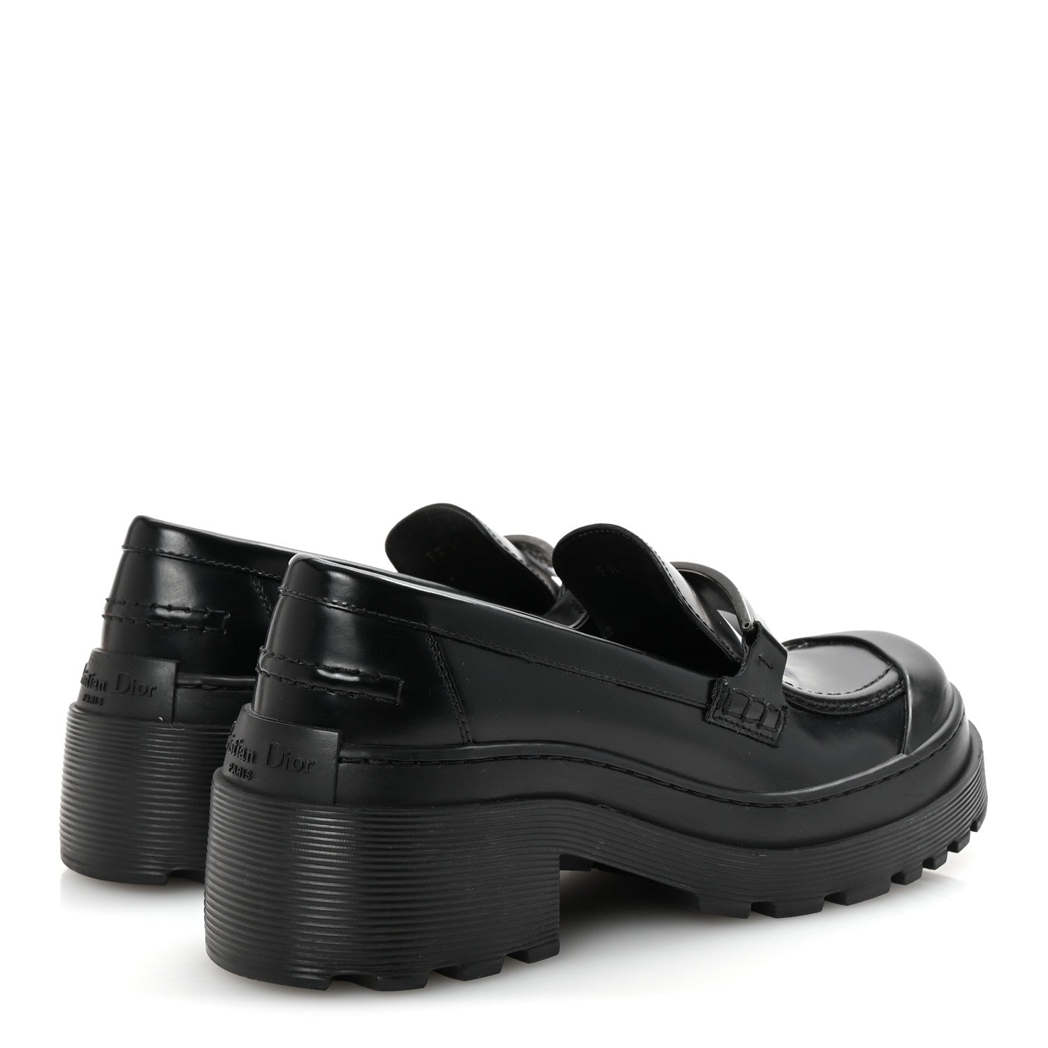 Christian Dior Brushed Calfskin Dior Code Lug Sole Platform 35mm Loafers 38.5 Black 5 of 9