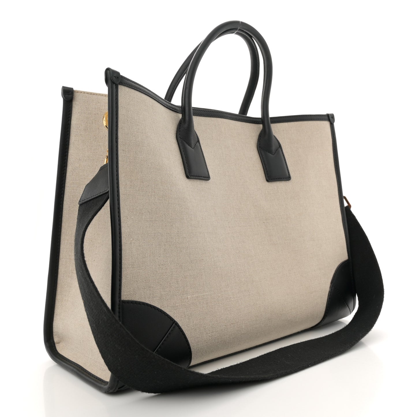 Calfskin Linen Large Munchen Tote Black