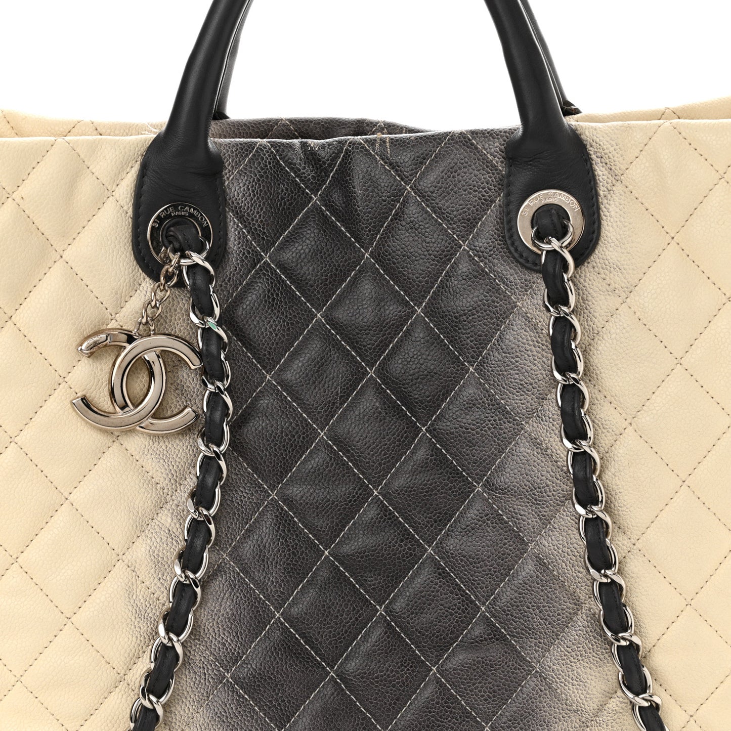 Caviar Ombre Large Shopping Tote White