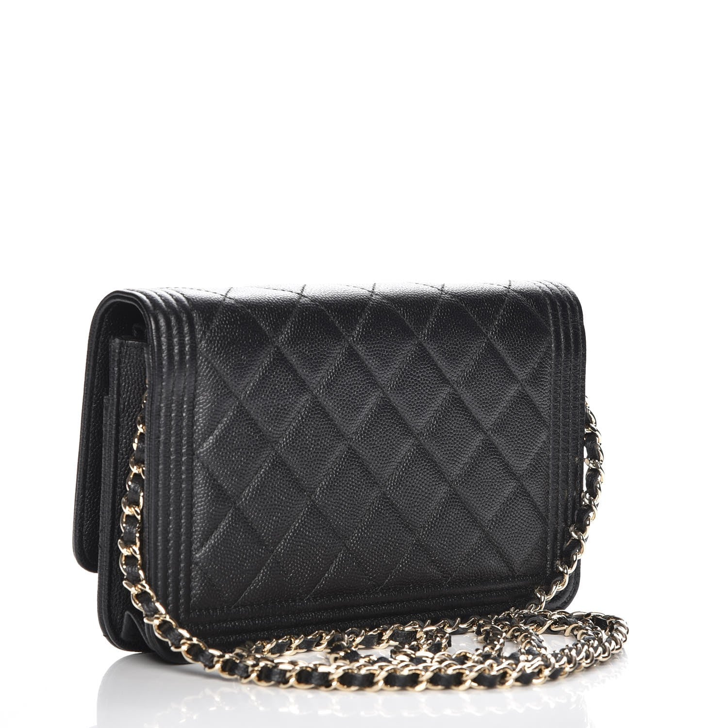 Chanel Caviar Quilted Boy Wallet On Chain WOC Black 3 of 9