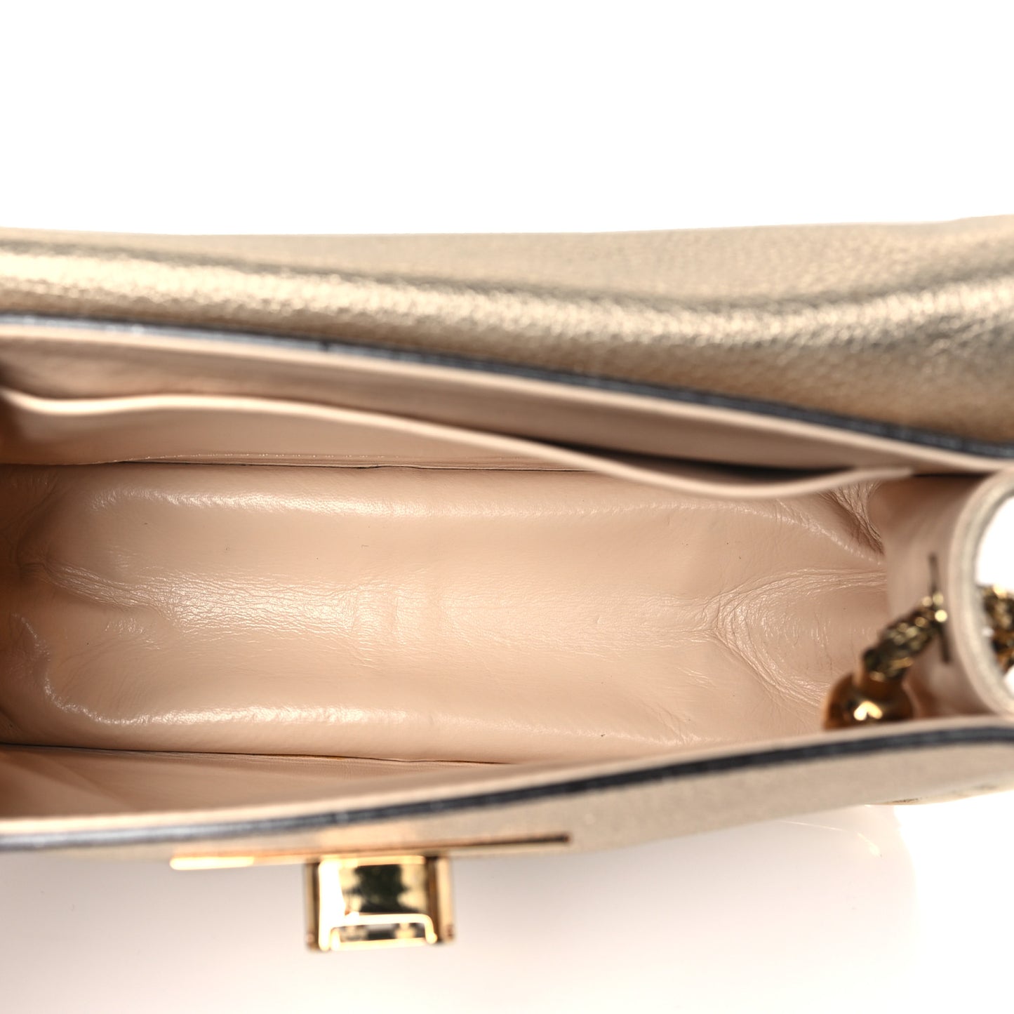 Metallic Calfskin Small Sally Flap Bag Gold