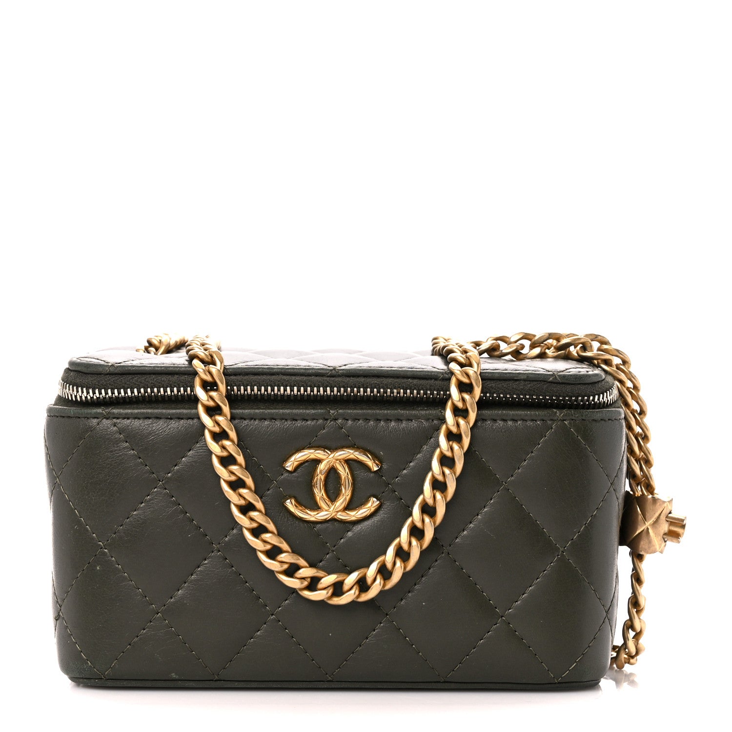 Chanel Lambskin Quilted Small Pillow Crush Vanity Case With Chain Green 1 of 12