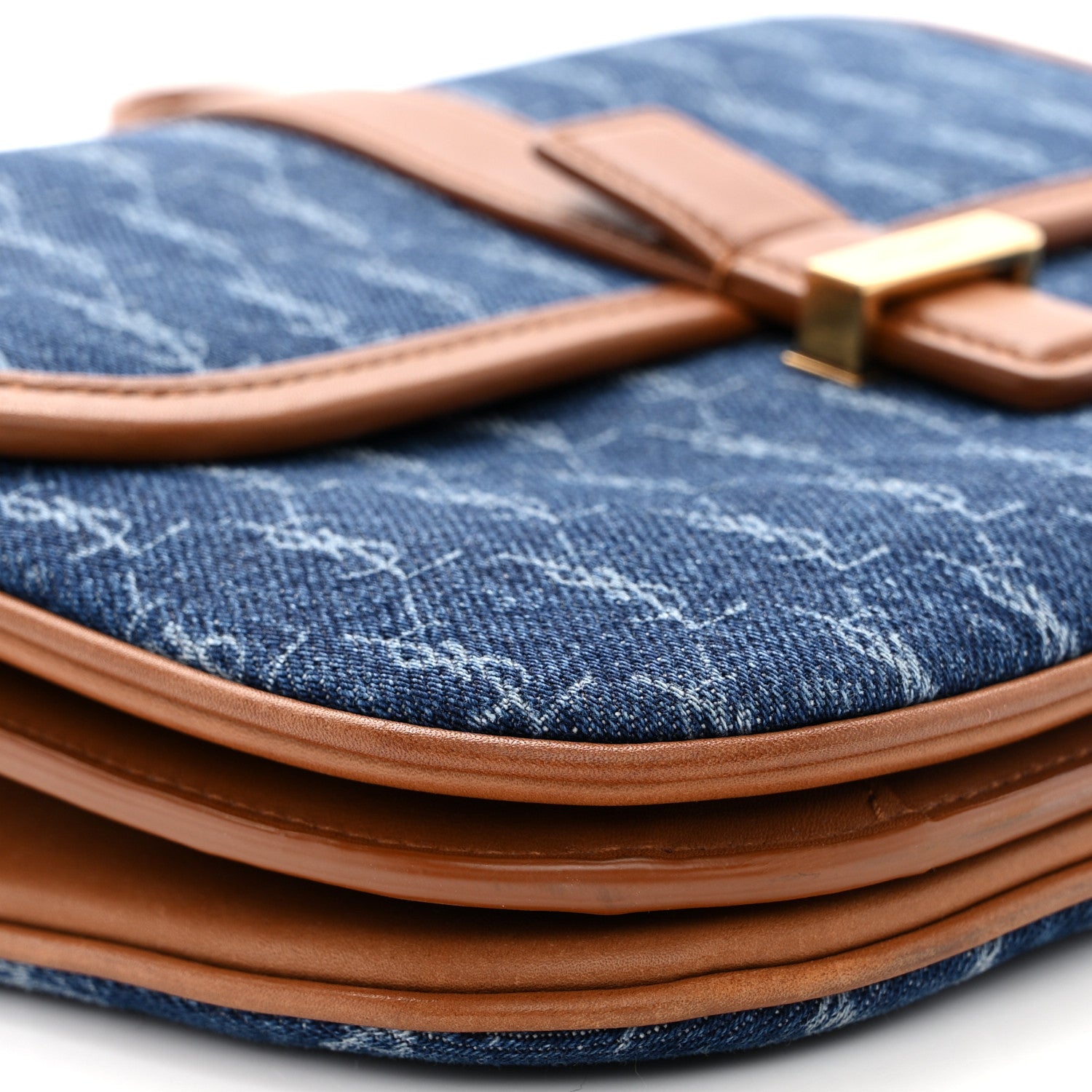 Saint Laurent Denim All-Over Monogram Small Le Monogramme Satchel Navy Blue 9 of 11