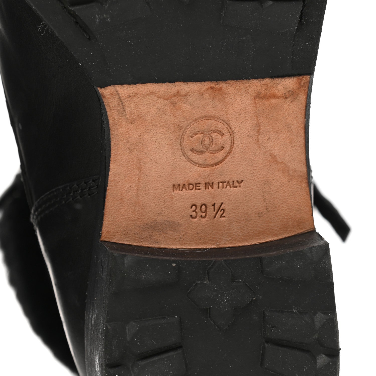 Chanel Calfskin Shearling Quilted Cap Toe Combat Boots 39.5 Black 6 of 9