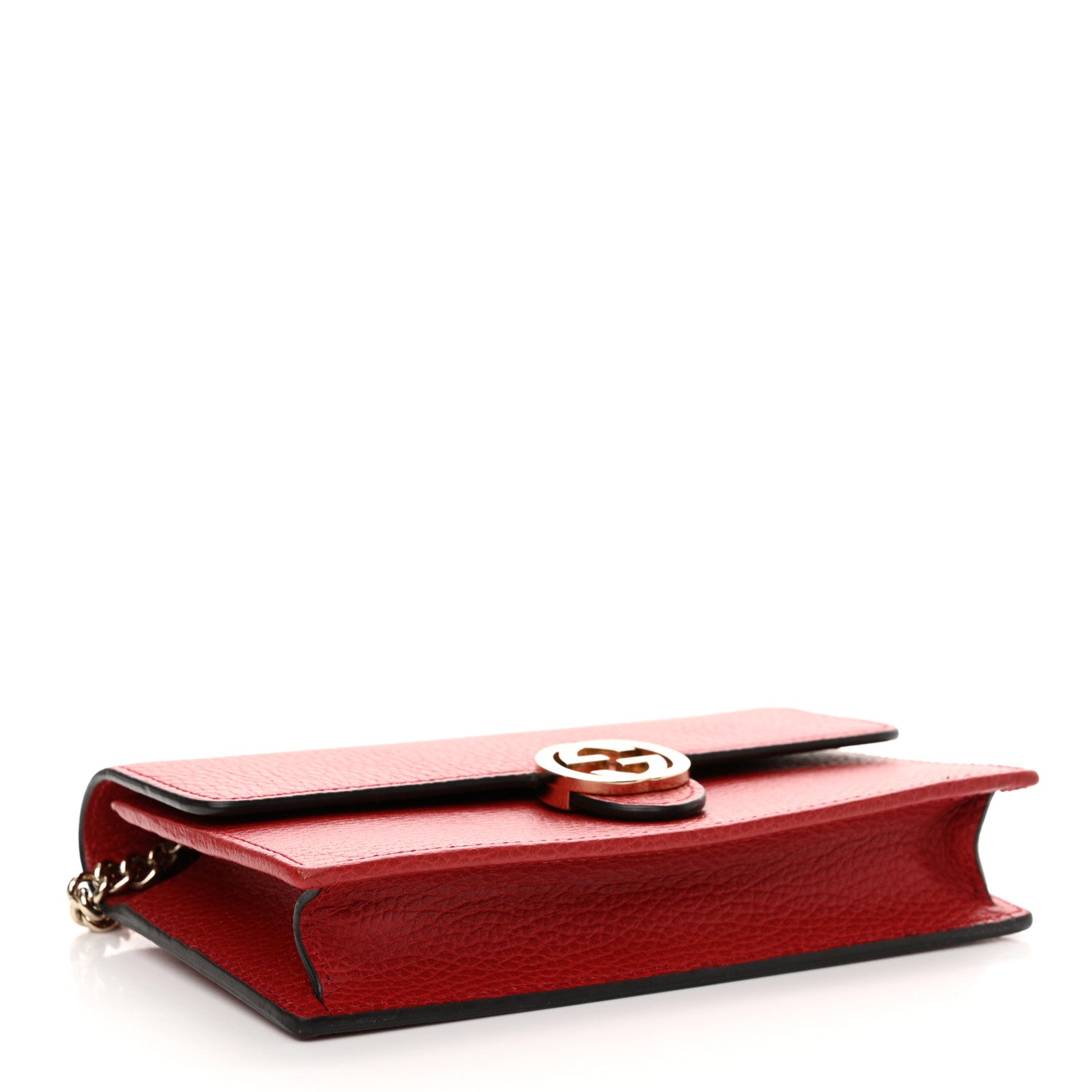 Gucci Dollar Calfskin Interlocking G Chain Wallet Red 4 of 12