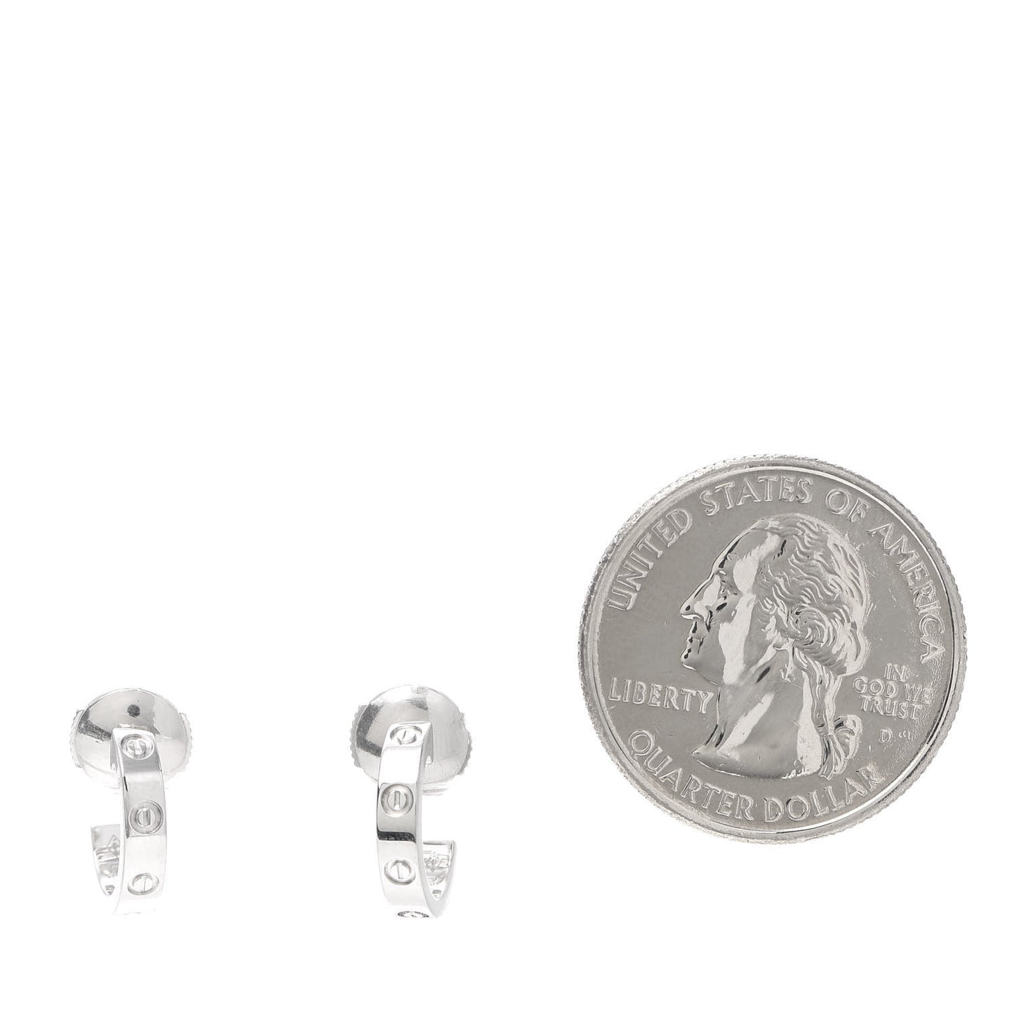 18K White Gold Small LOVE Hoop Earrings