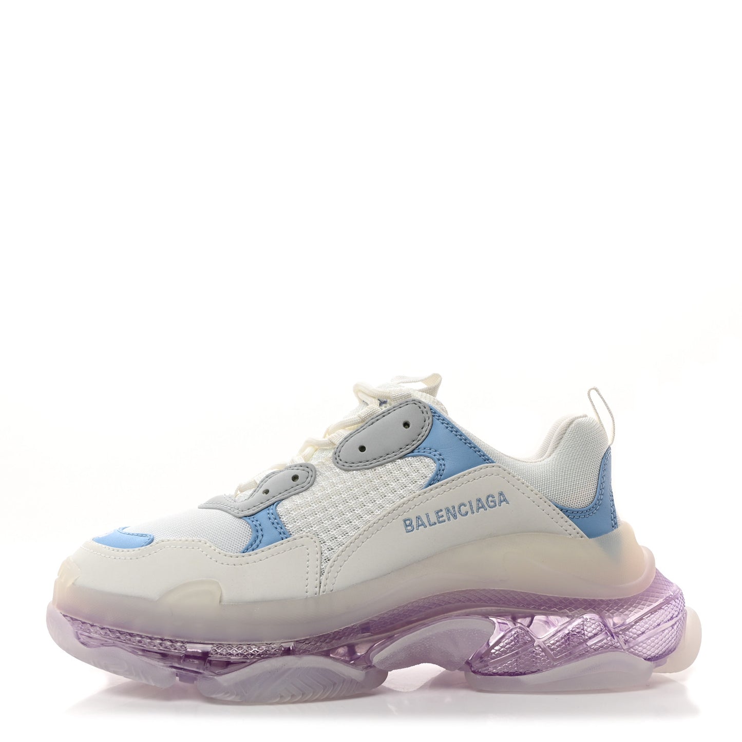 Fabric Mesh Clear Sole Womens Triple S Sneakers 40 Light Blue Grey Lilac White
