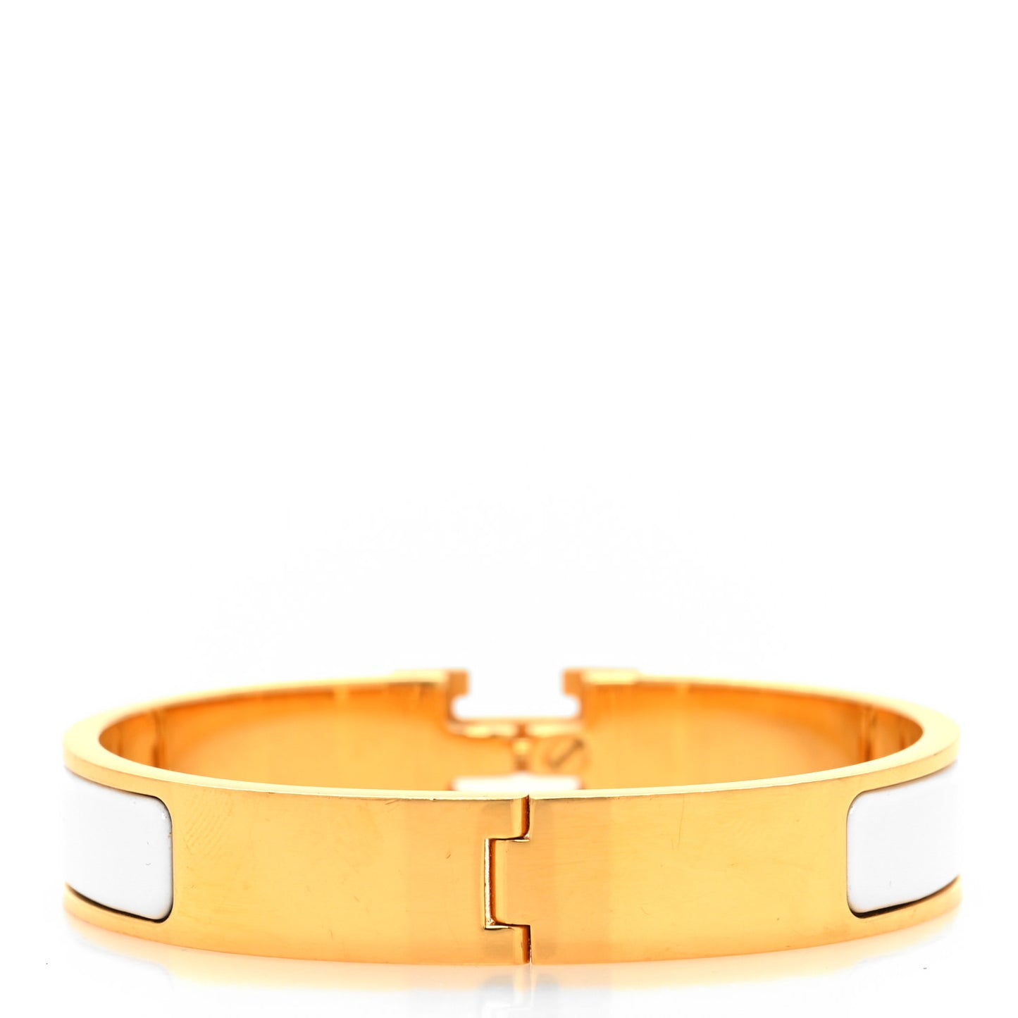 Enamel Narrow Clic Clac H Bracelet GM White
