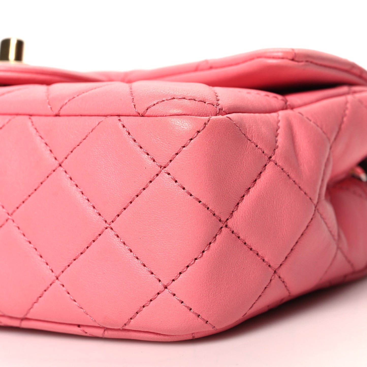 Lambskin Quilted Mini Rectangular Pearl Crush Flap Pink